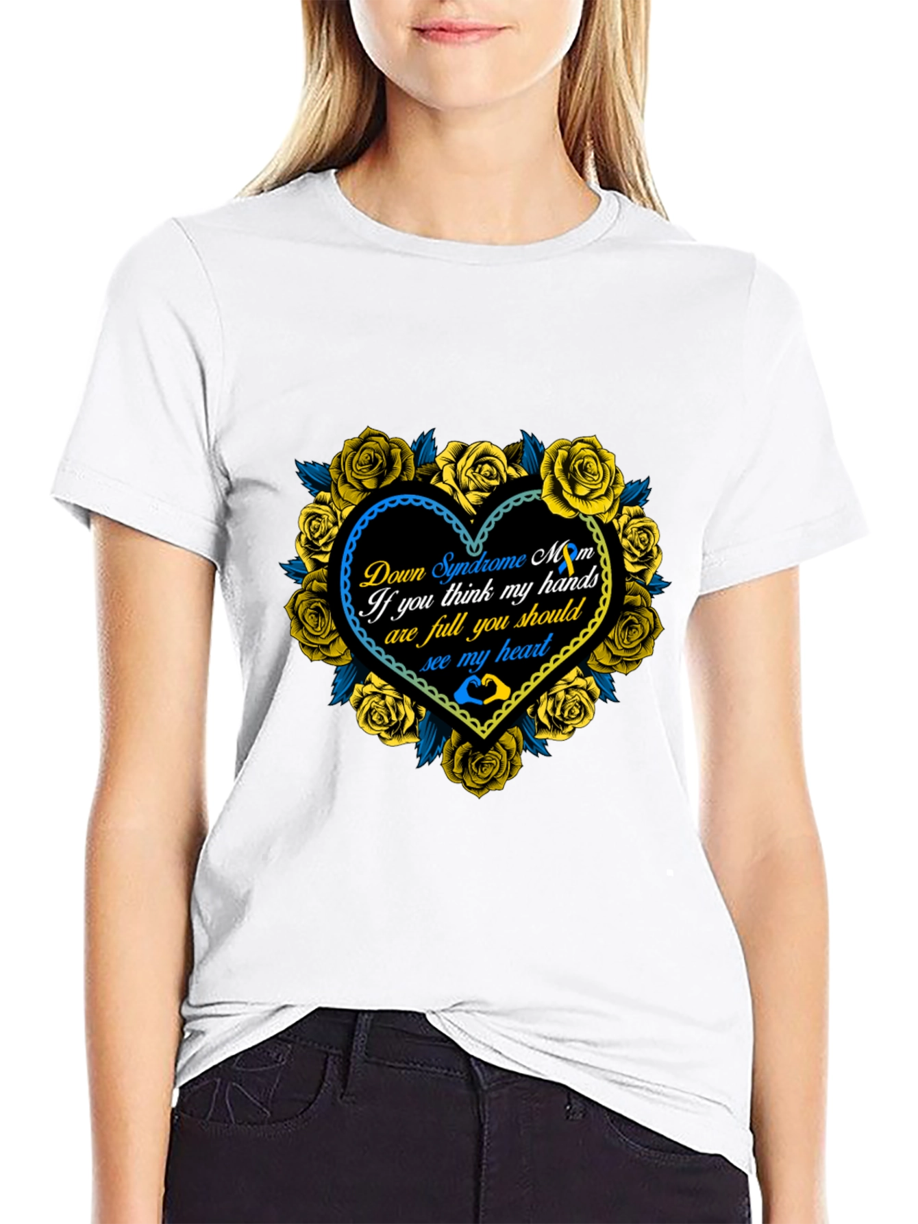 Down Syndrome Mom Heart Roses T-Shirt
