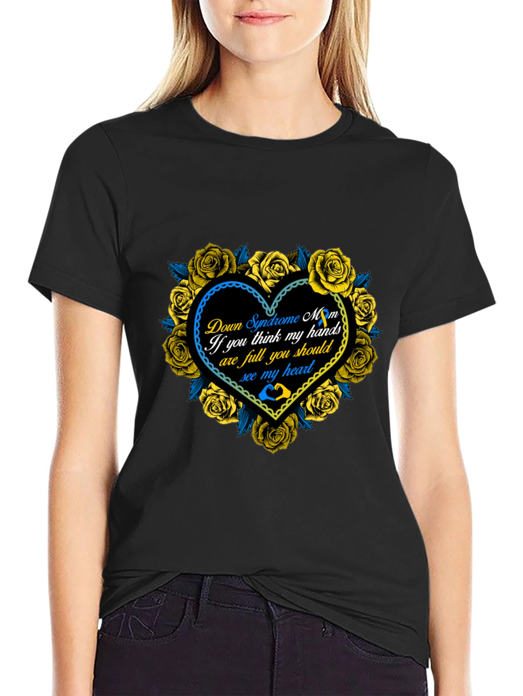 Down Syndrome Mom Heart Roses T-Shirt