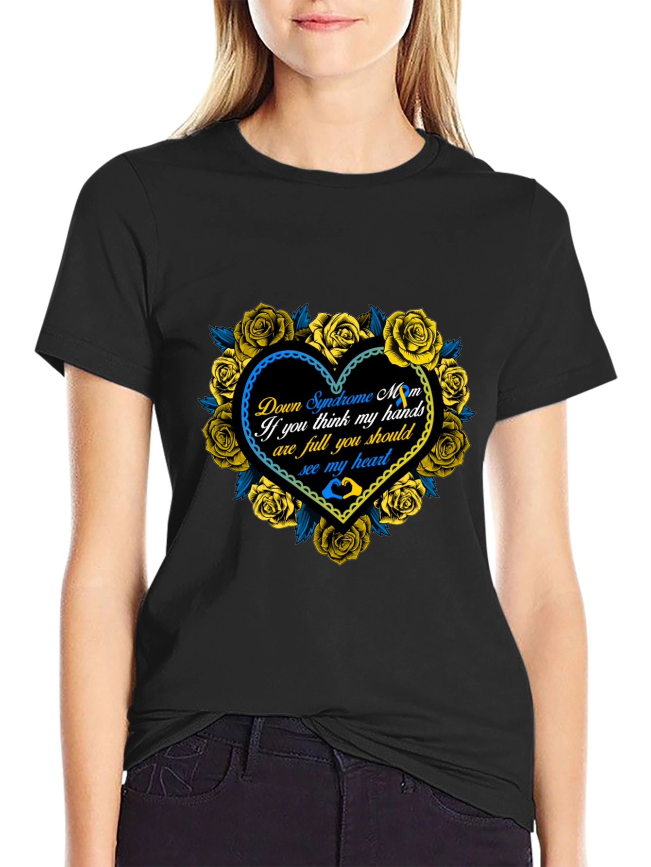 Down Syndrome Mom Heart Roses T-Shirt