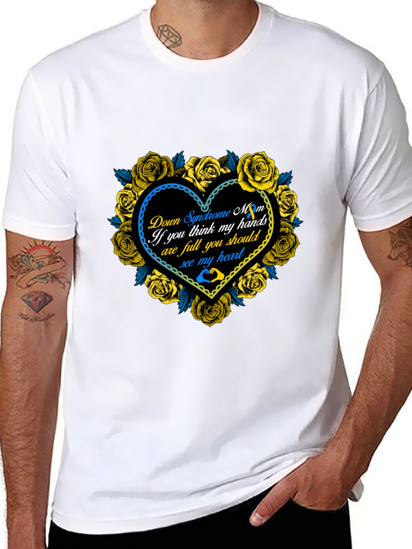 Down Syndrome Mom Heart Roses T-Shirt