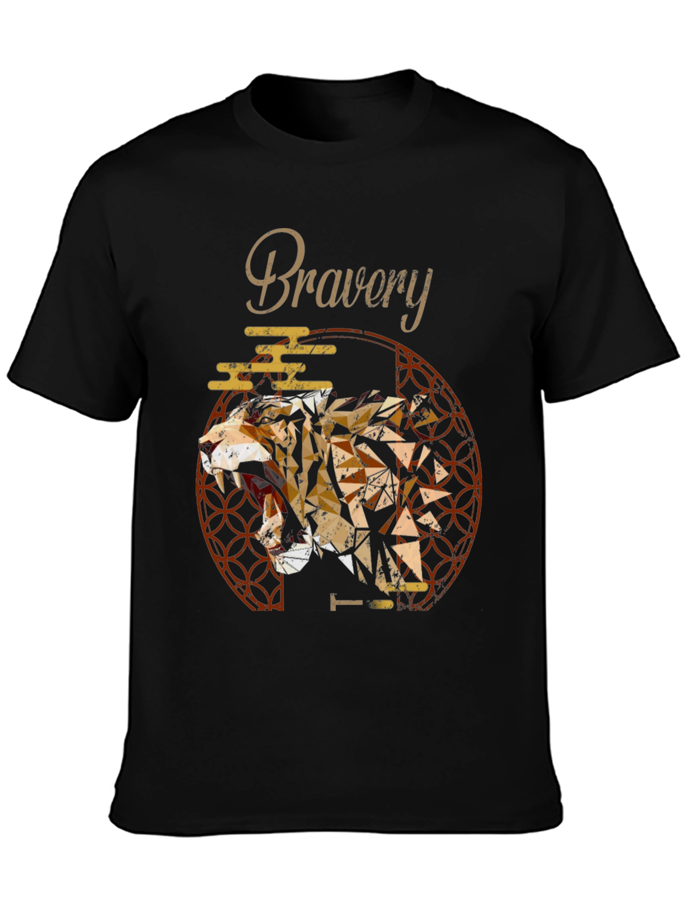 Bravery Tiger Geometric Mens T-Shirt
