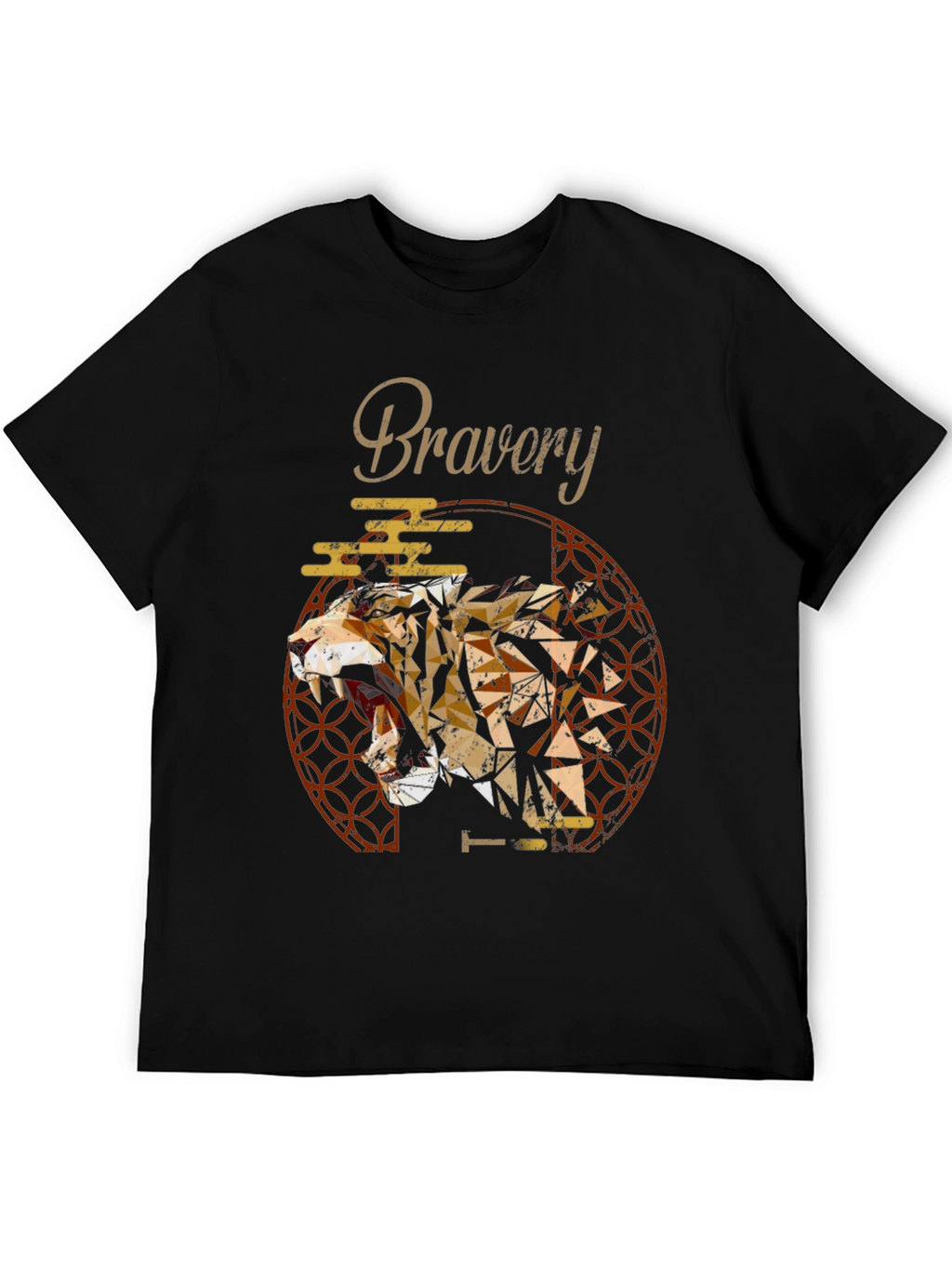 Bravery Tiger Geometric Mens T-Shirt