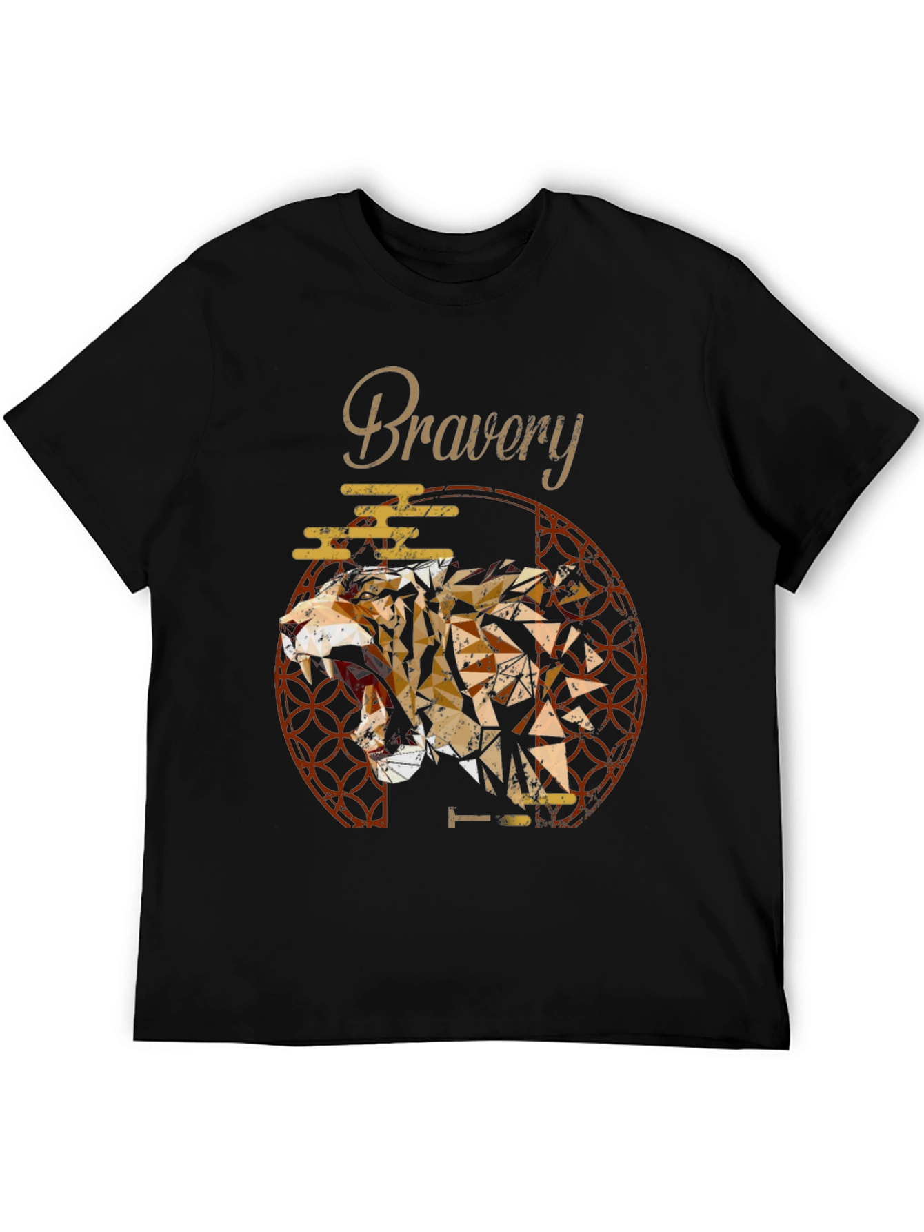 Bravery Tiger Geometric Mens T-Shirt