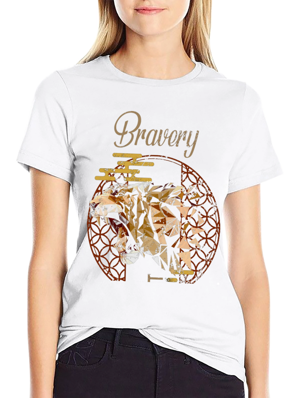 Bravery Tiger Geometric Mens T-Shirt
