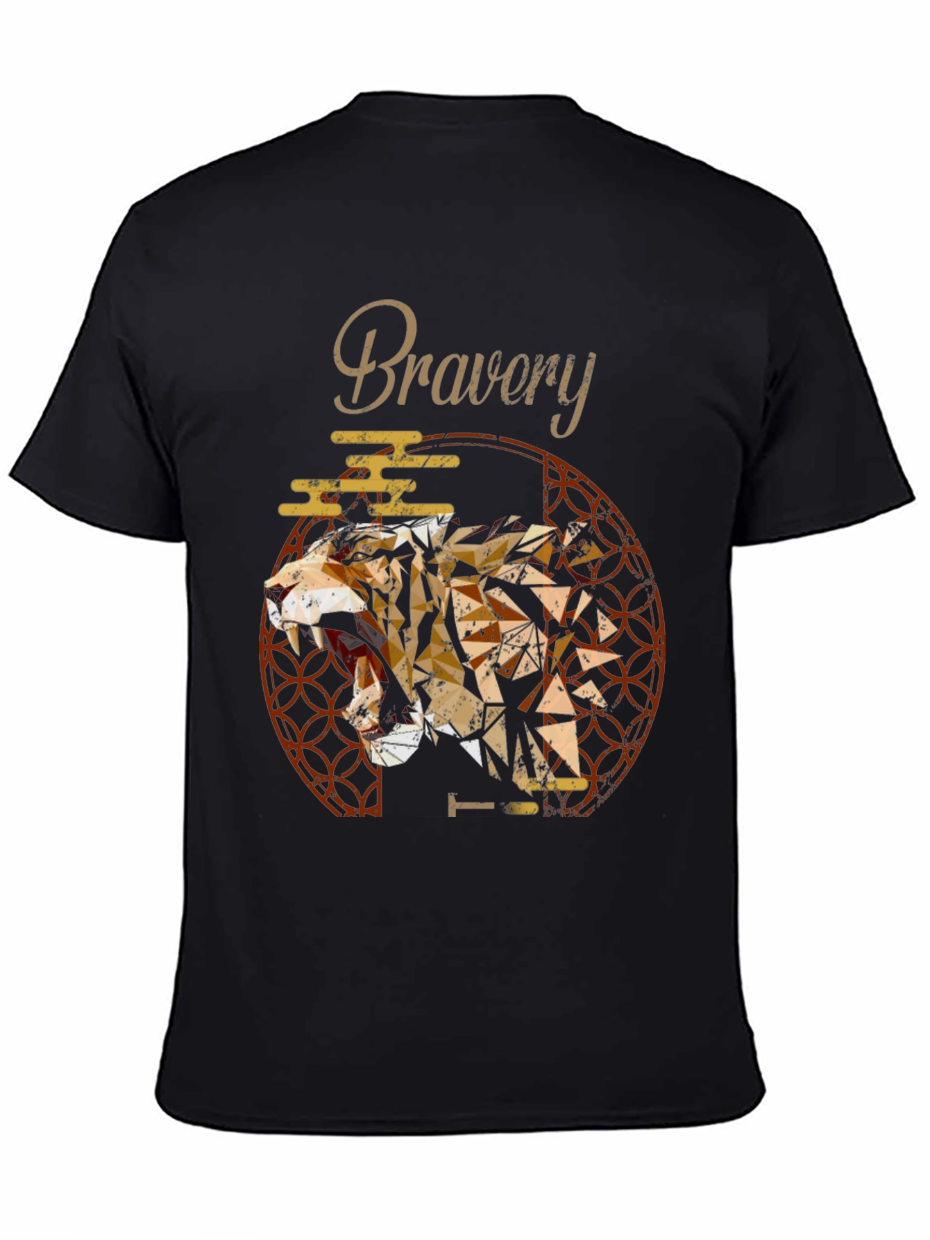 Bravery Tiger Geometric Mens T-Shirt