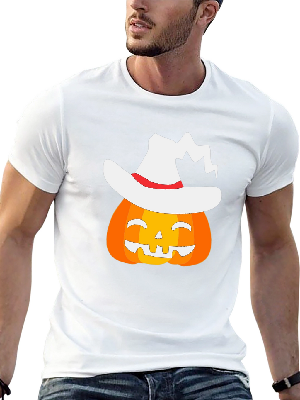 Halloween Pumpkin Witch Hat Graphic T-Shirt