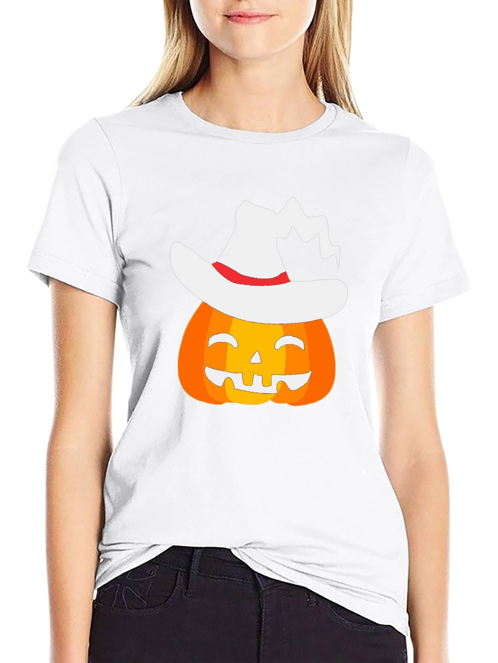 Halloween Pumpkin Witch Hat Graphic T-Shirt