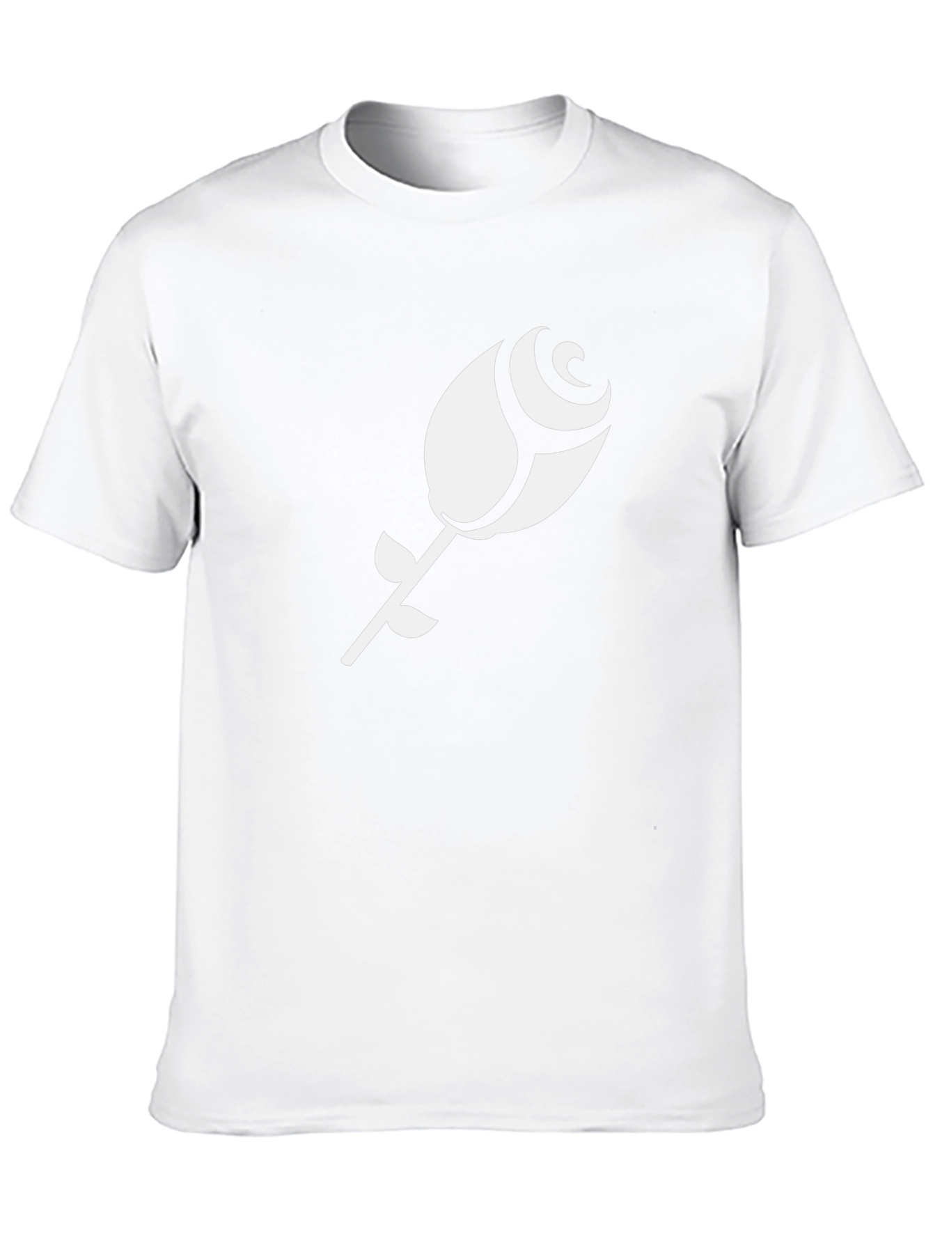 Black T-Shirt with White Rose Design