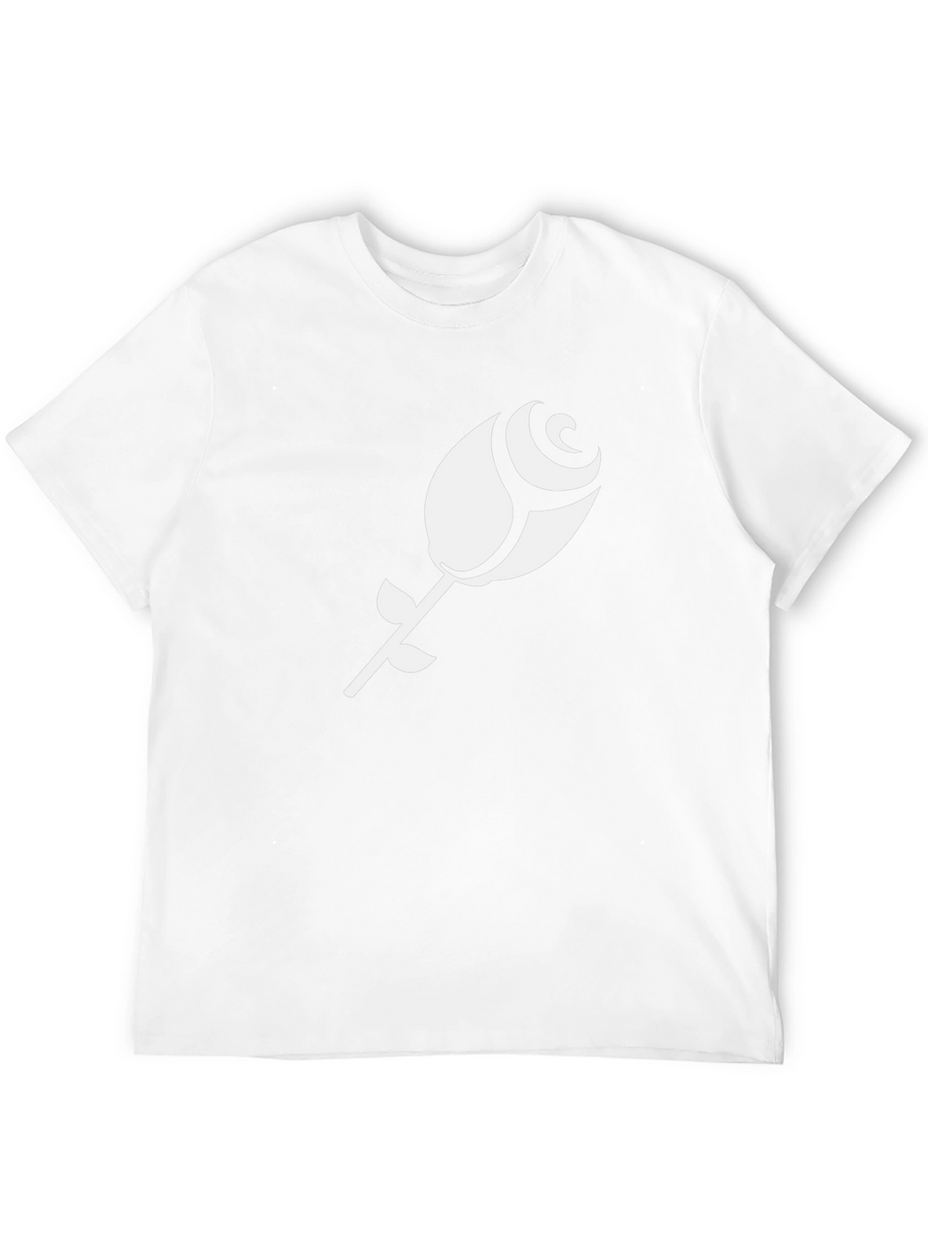 Black T-Shirt with White Rose Design