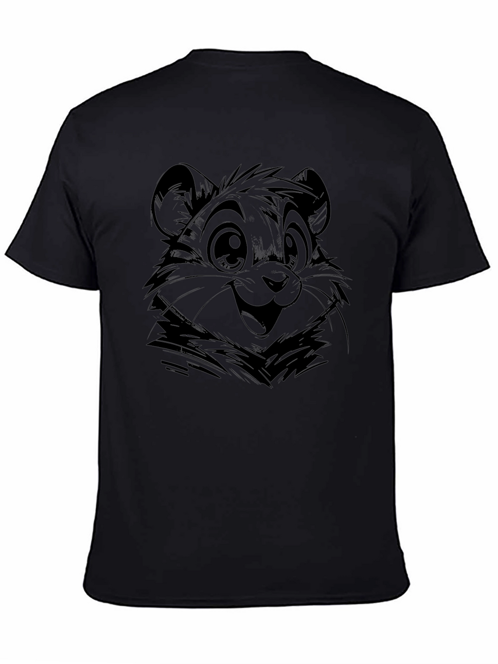 Cute Bear Graphic Tee - Black Cotton Comfort