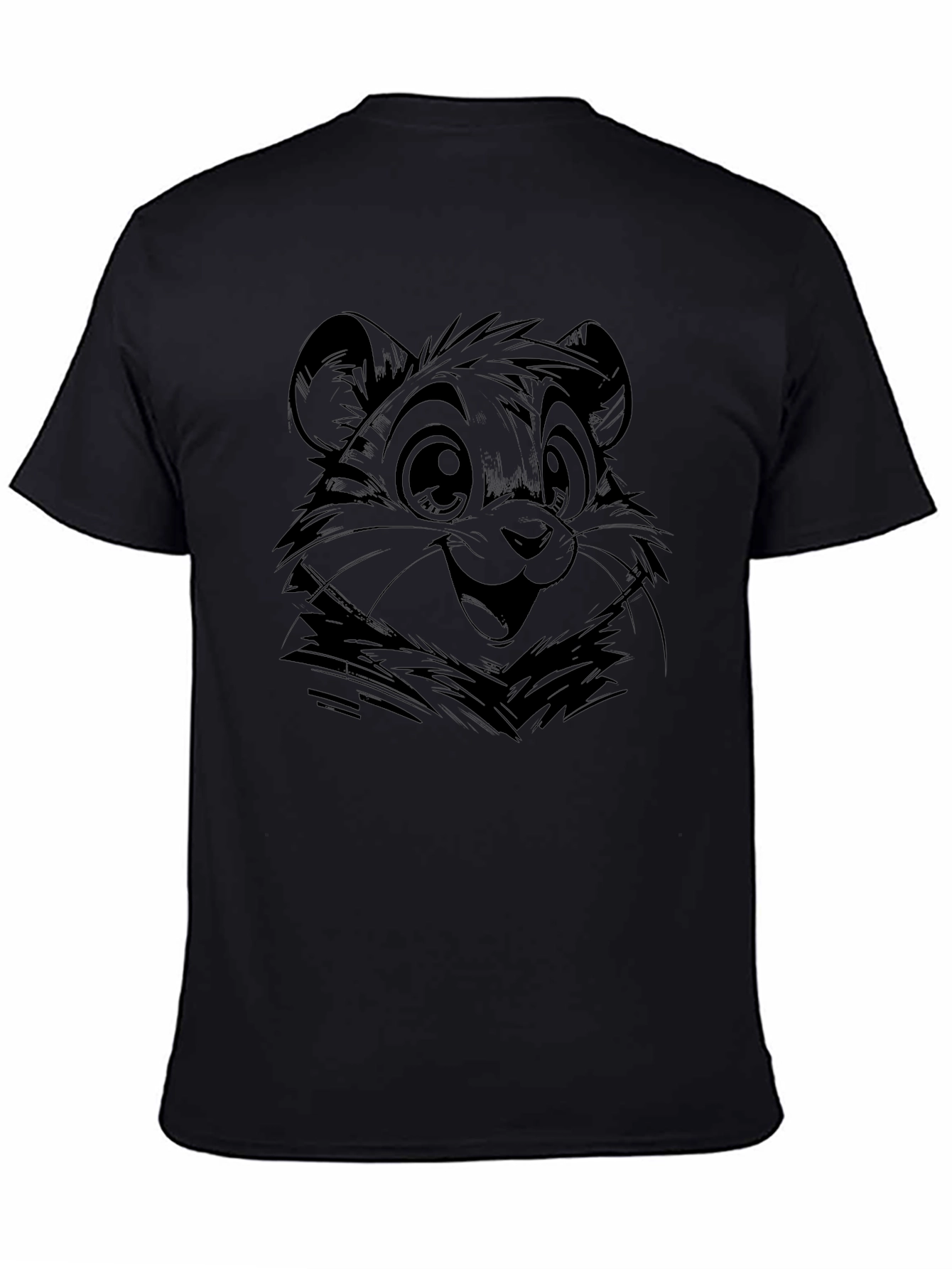 Cute Bear Graphic Tee - Black Cotton Comfort