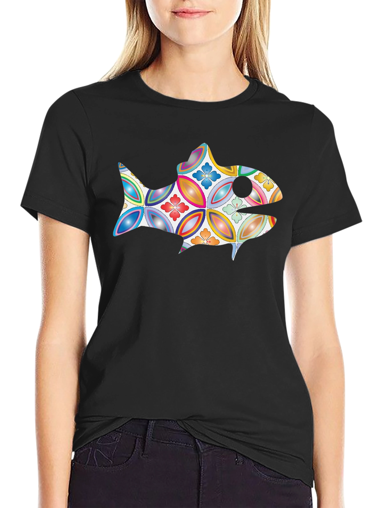Funky Fish Graphic Black T-Shirt
