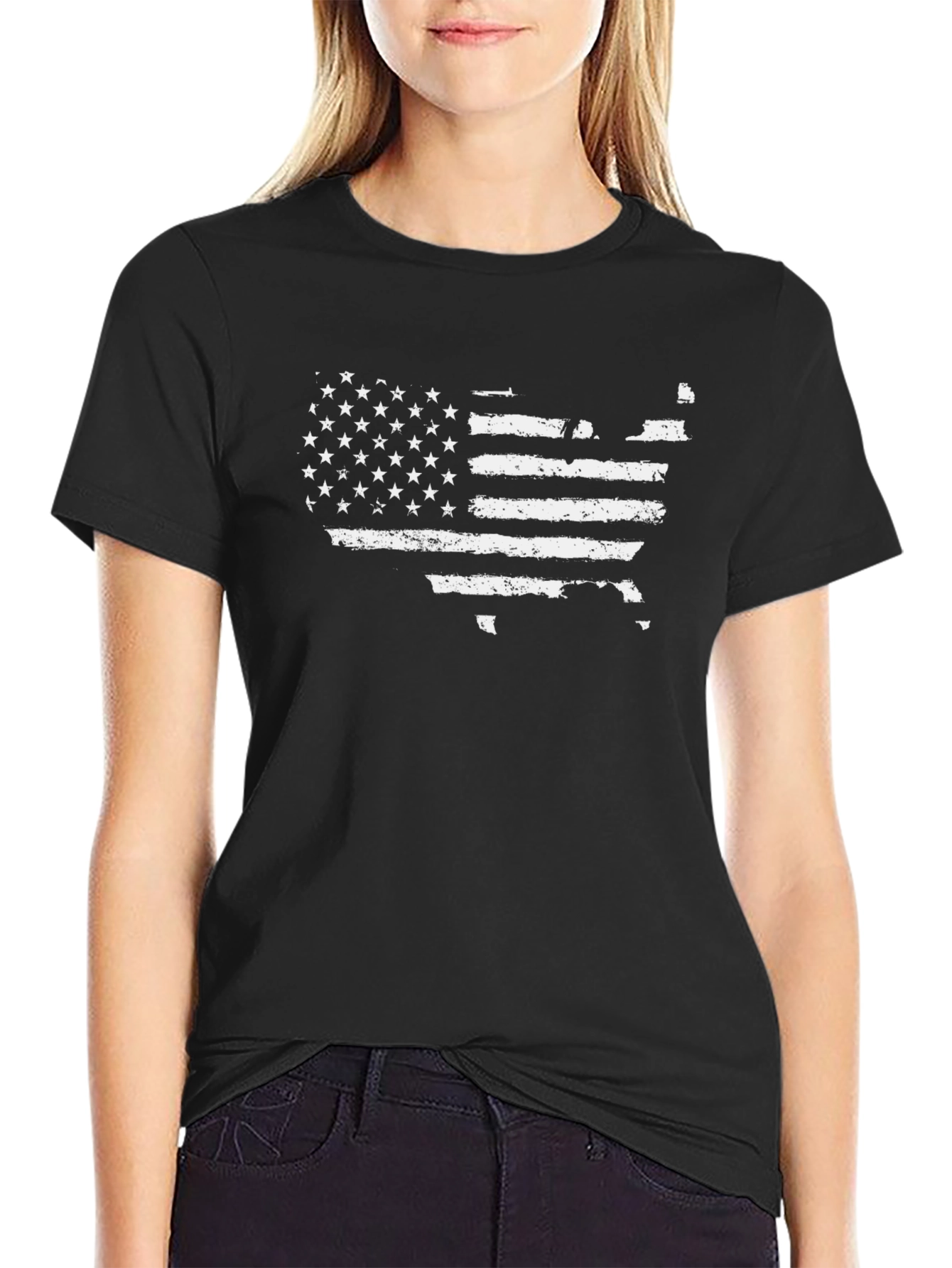 USA Flag Graphic Tee - Distressed American Pride