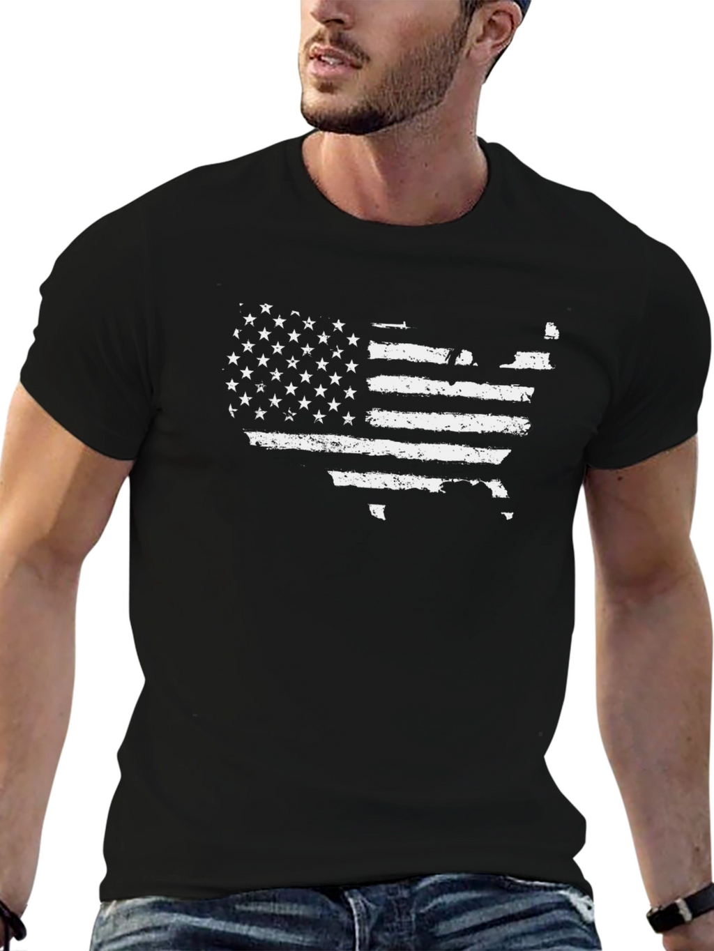USA Flag Graphic Tee - Distressed American Pride