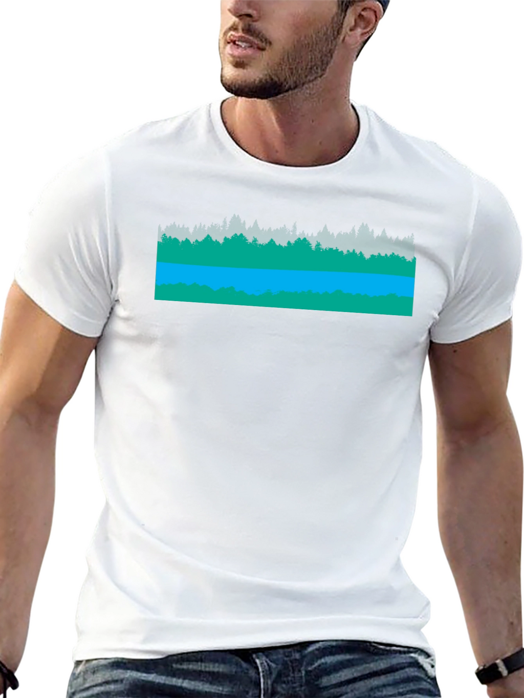 Nature Scene Graphic Black T-Shirt