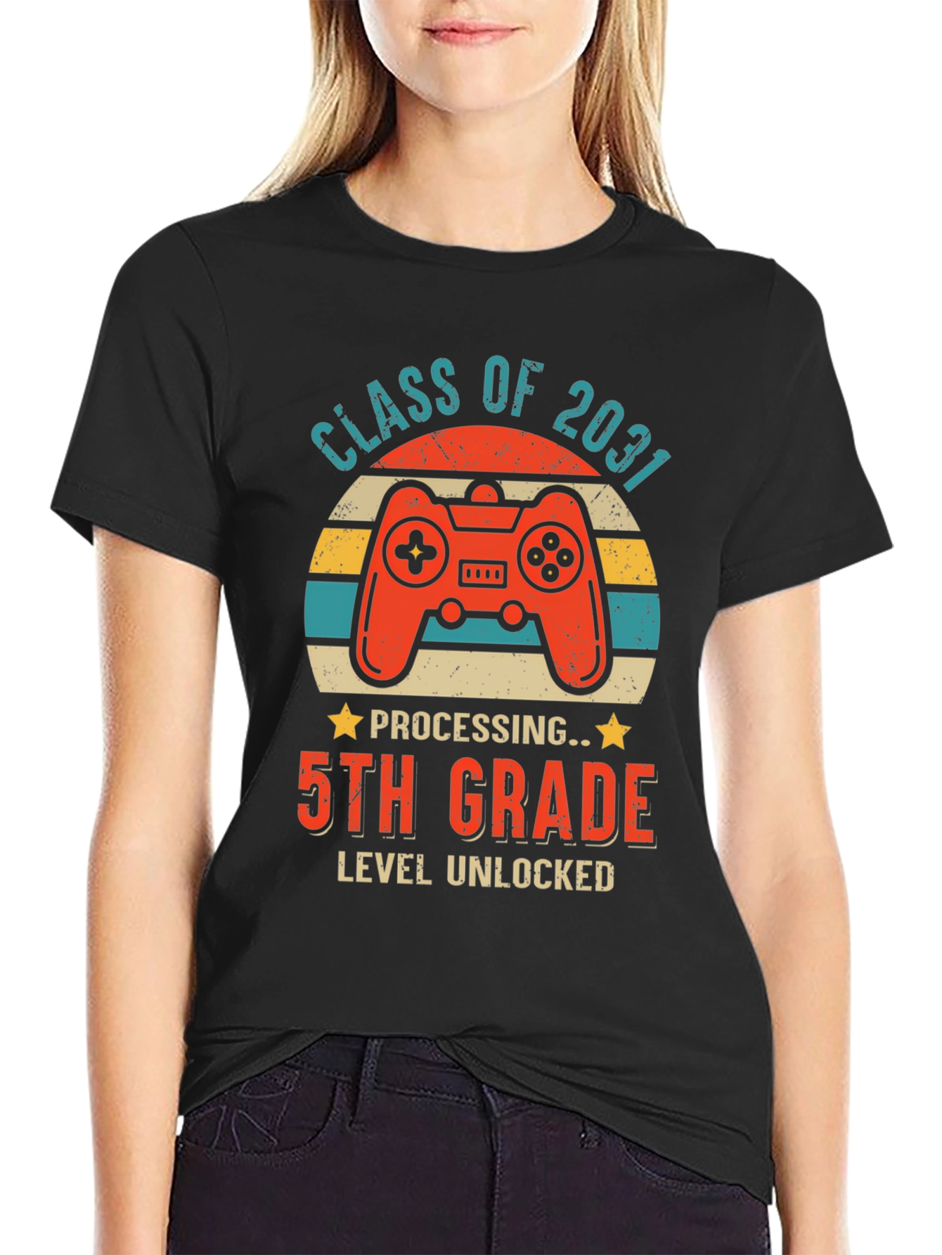 Class of 2031 5th Grade Level Unlocked Gamer T-Shirt