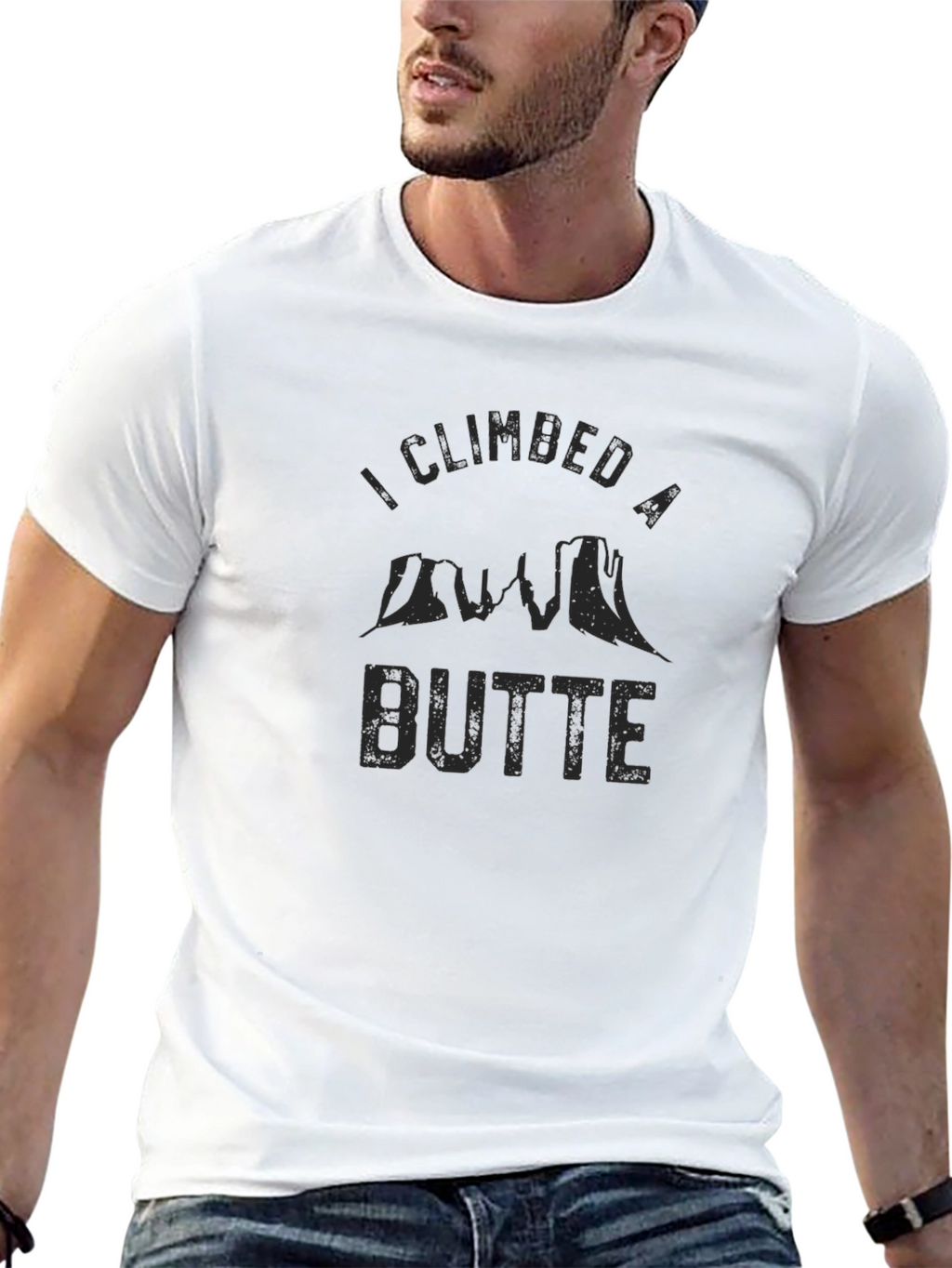 I Climbed A Butte Mens Black Graphic T-Shirt