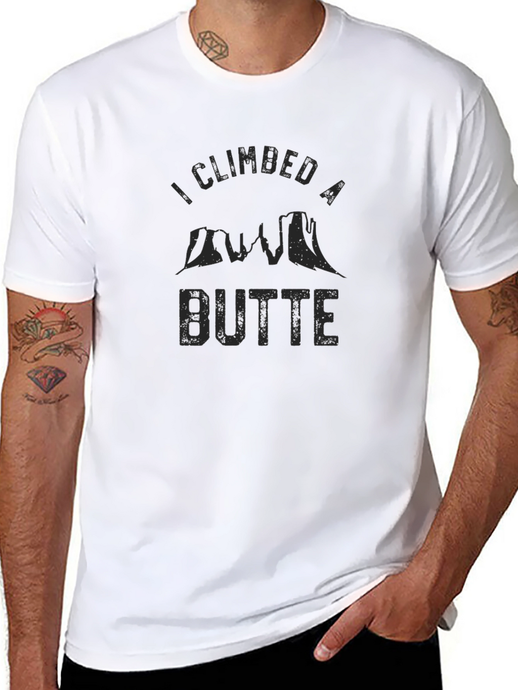I Climbed A Butte Mens Black Graphic T-Shirt