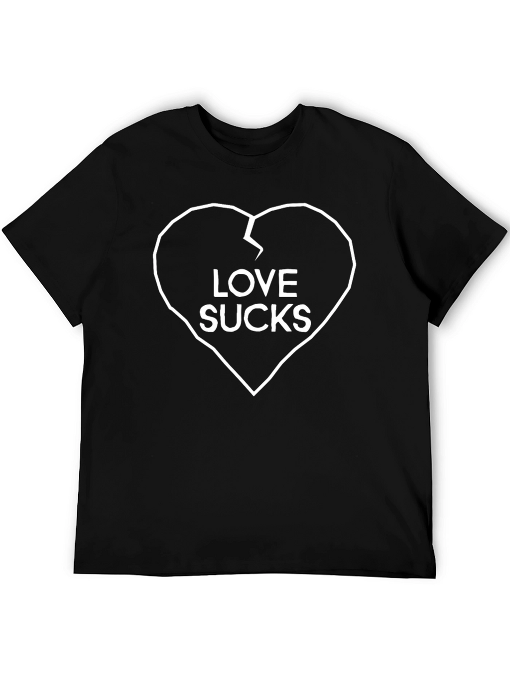 Love Sucks Broken Heart Graphic T-Shirt - Black