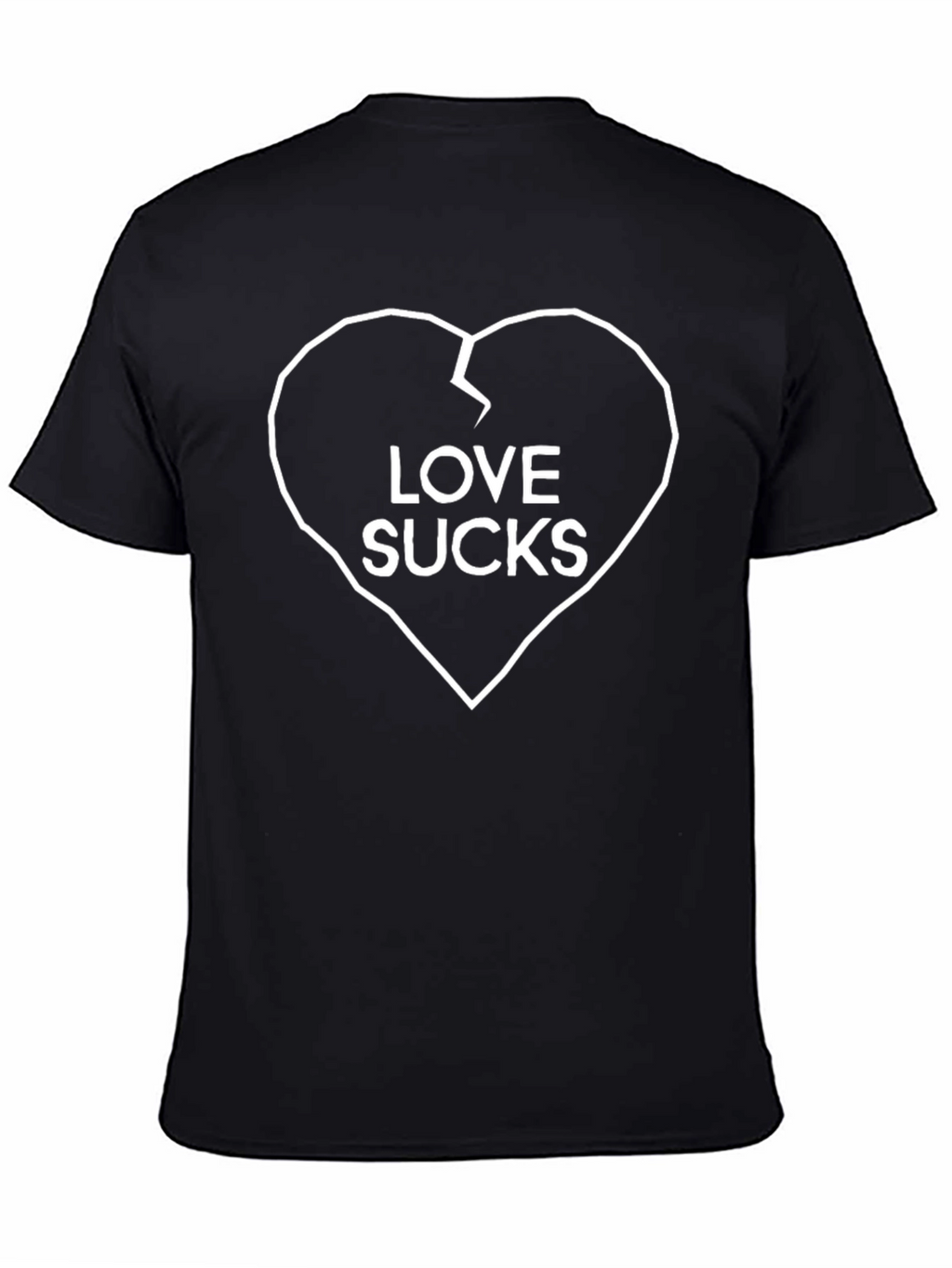 Love Sucks Broken Heart Graphic T-Shirt - Black