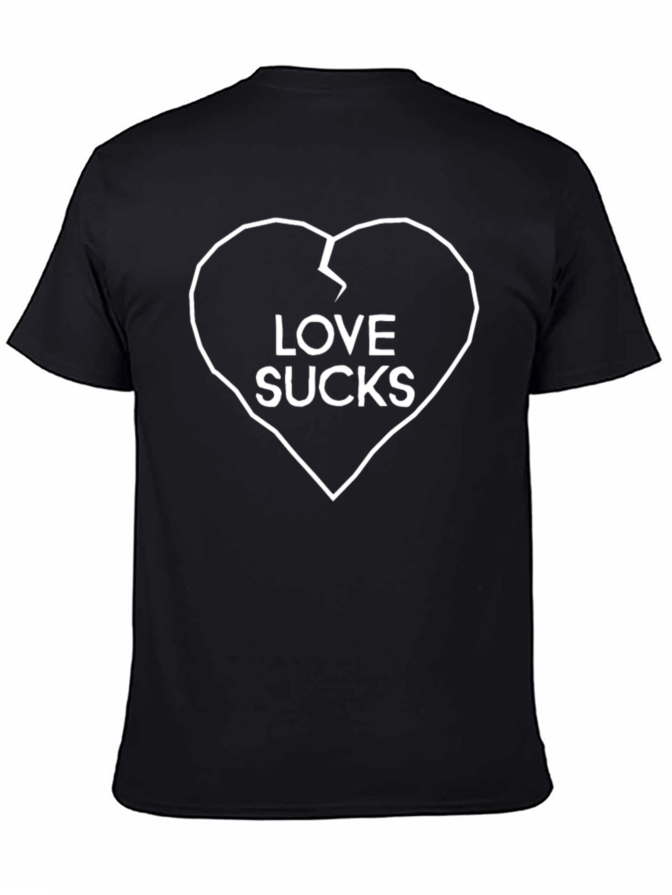 Love Sucks Broken Heart Graphic T-Shirt - Black