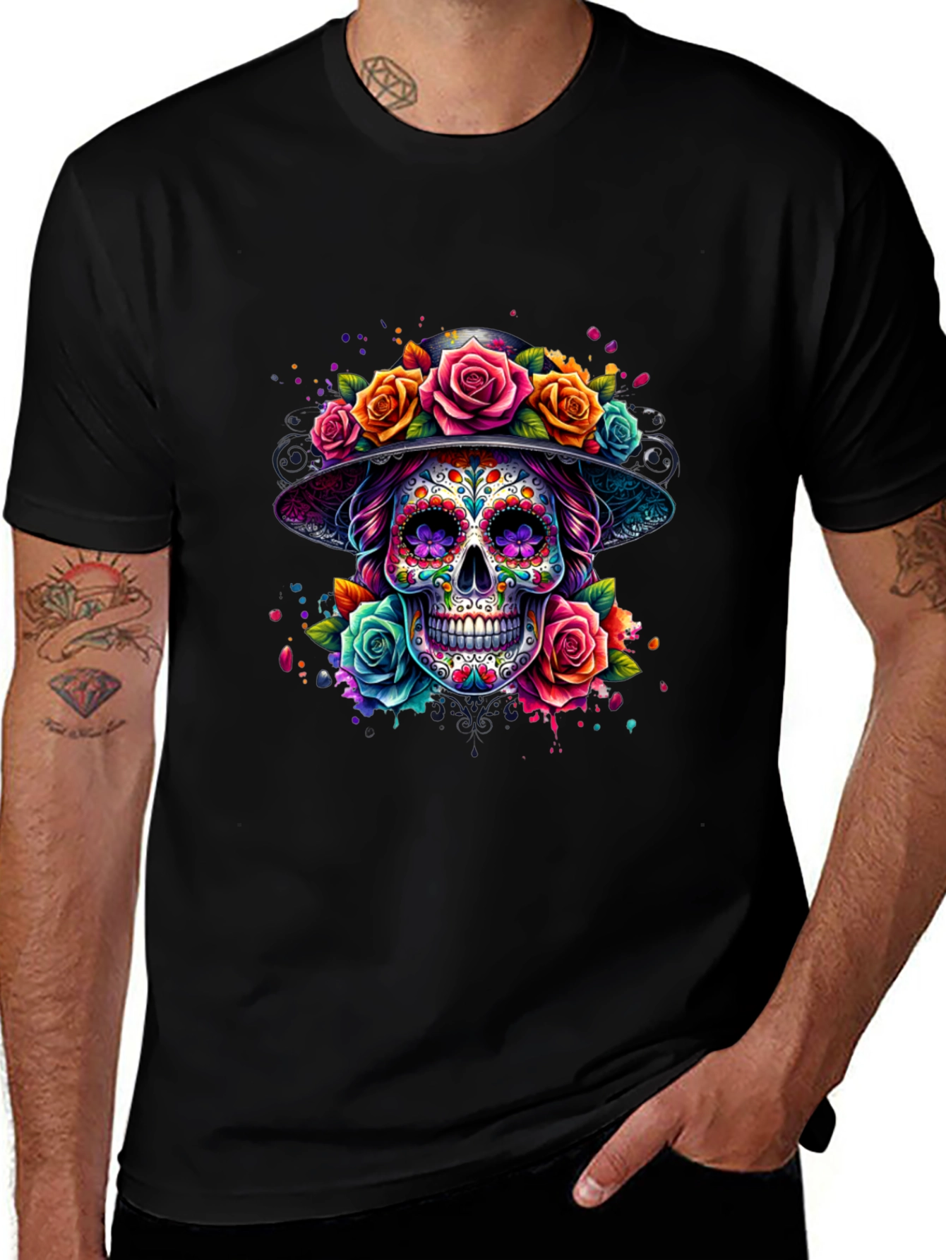 Floral Sugar Skull Graphic Tee