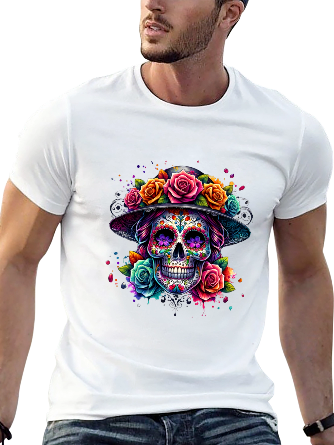 Floral Sugar Skull Graphic Tee