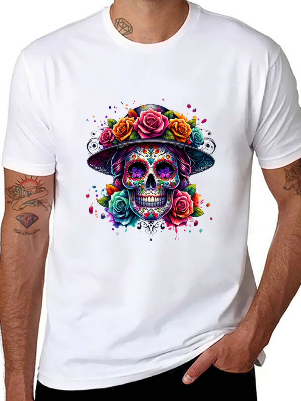 Floral Sugar Skull Graphic Tee