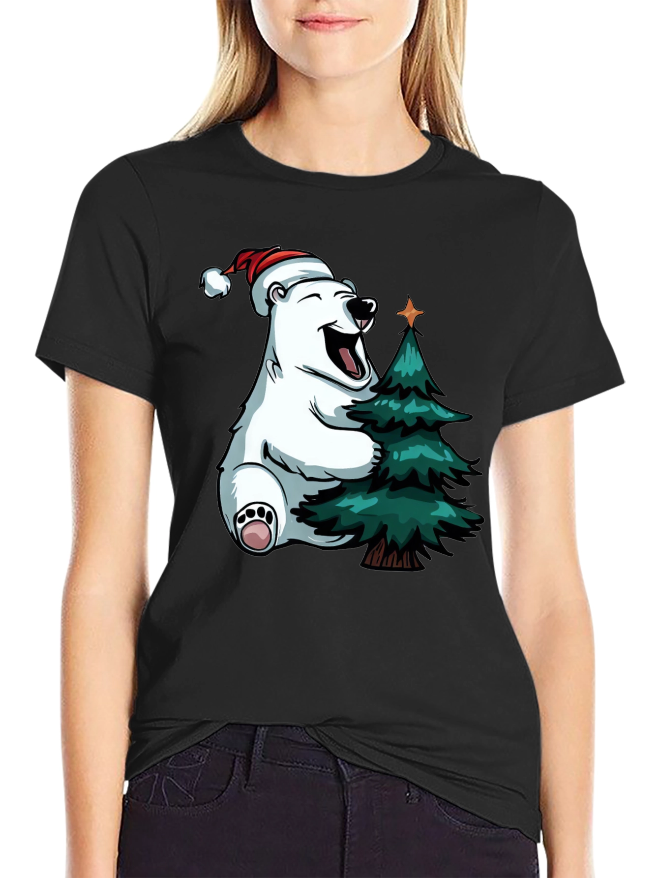 Festive Bear Hugs Christmas Tree - Holiday T-Shirt