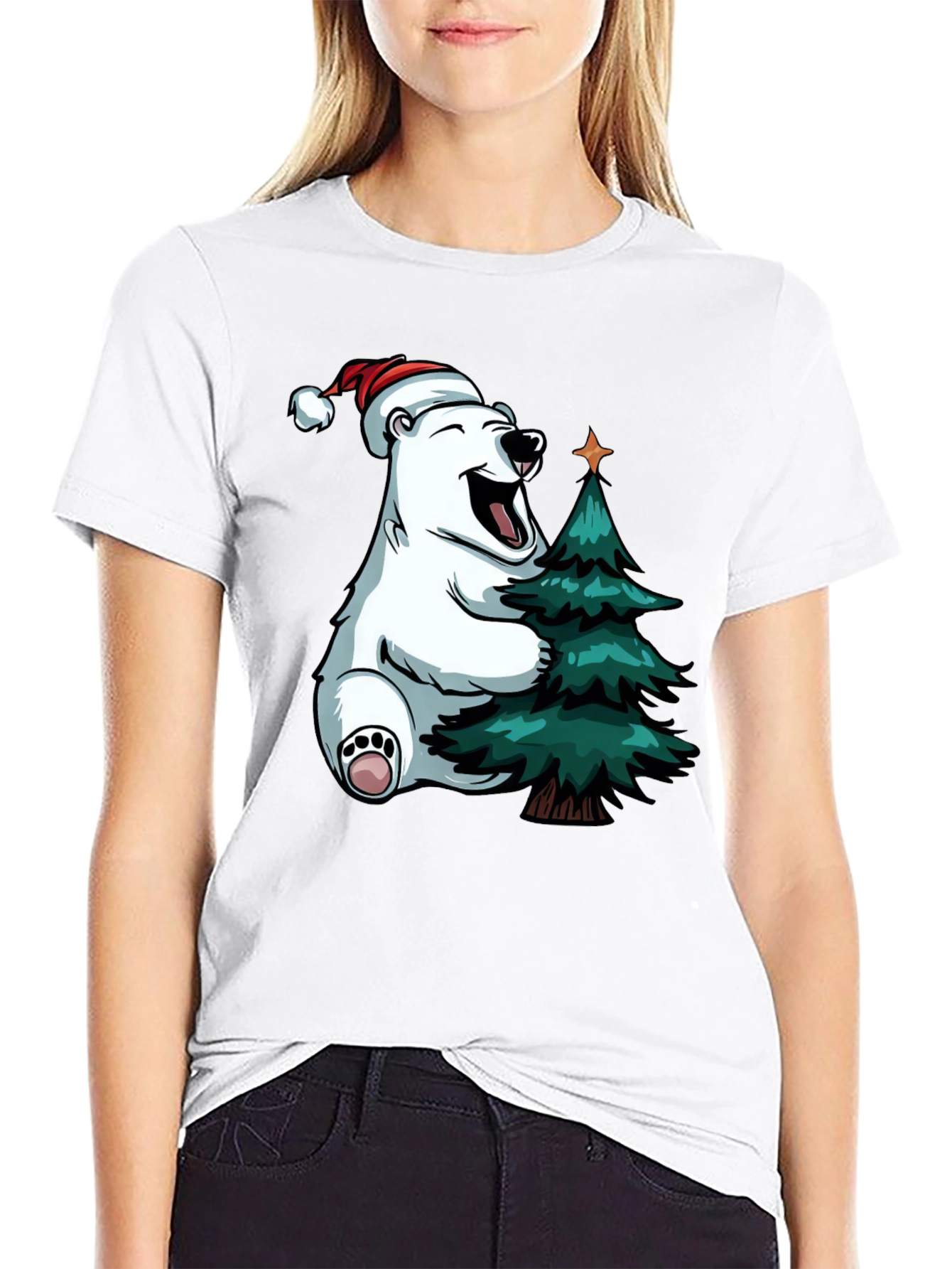 Festive Bear Hugs Christmas Tree - Holiday T-Shirt