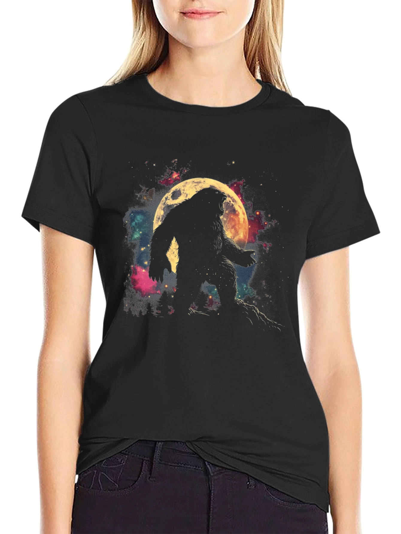 Bigfoot Moon Silhouette Graphic Tee