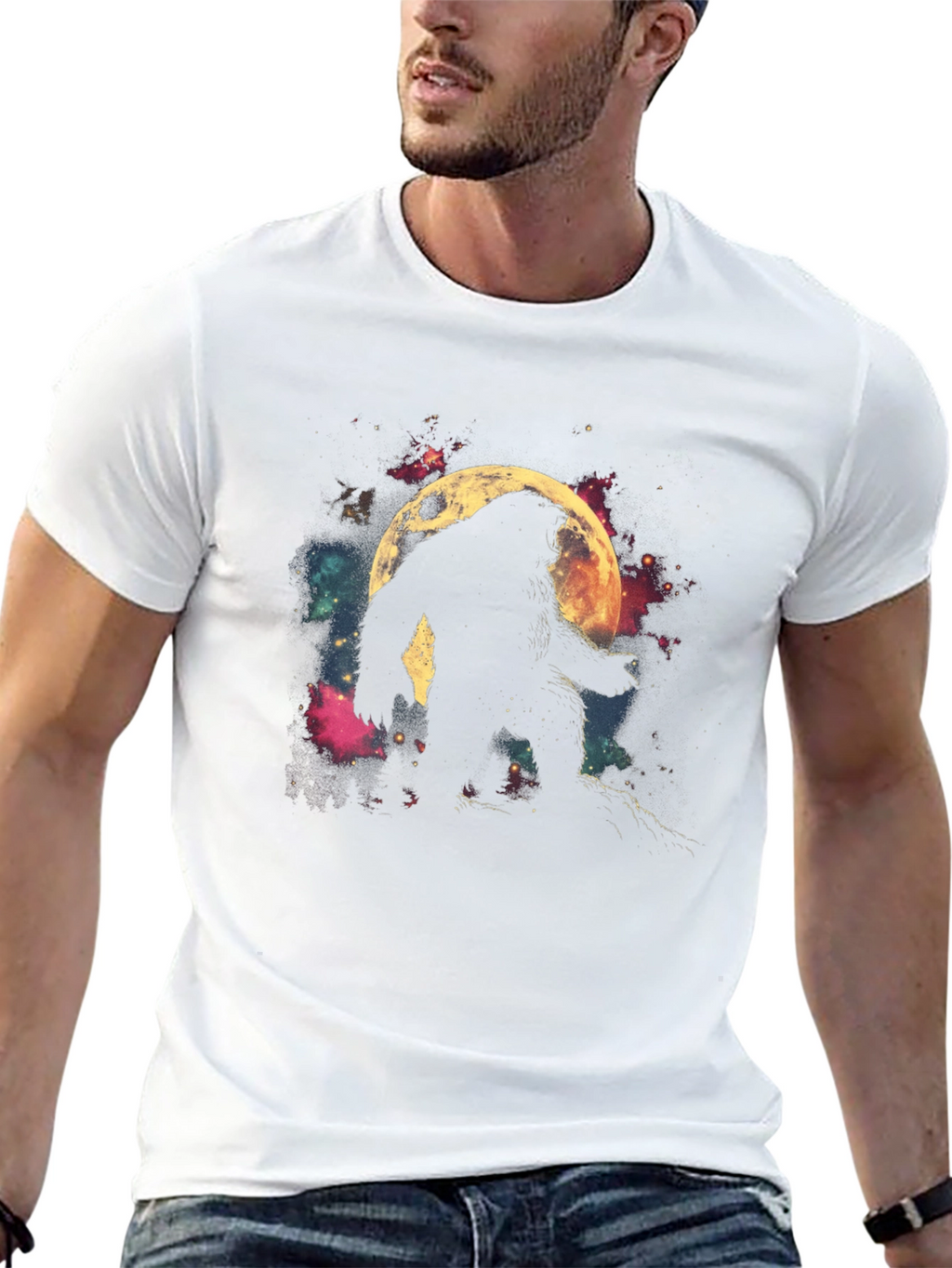 Bigfoot Moon Silhouette Graphic Tee
