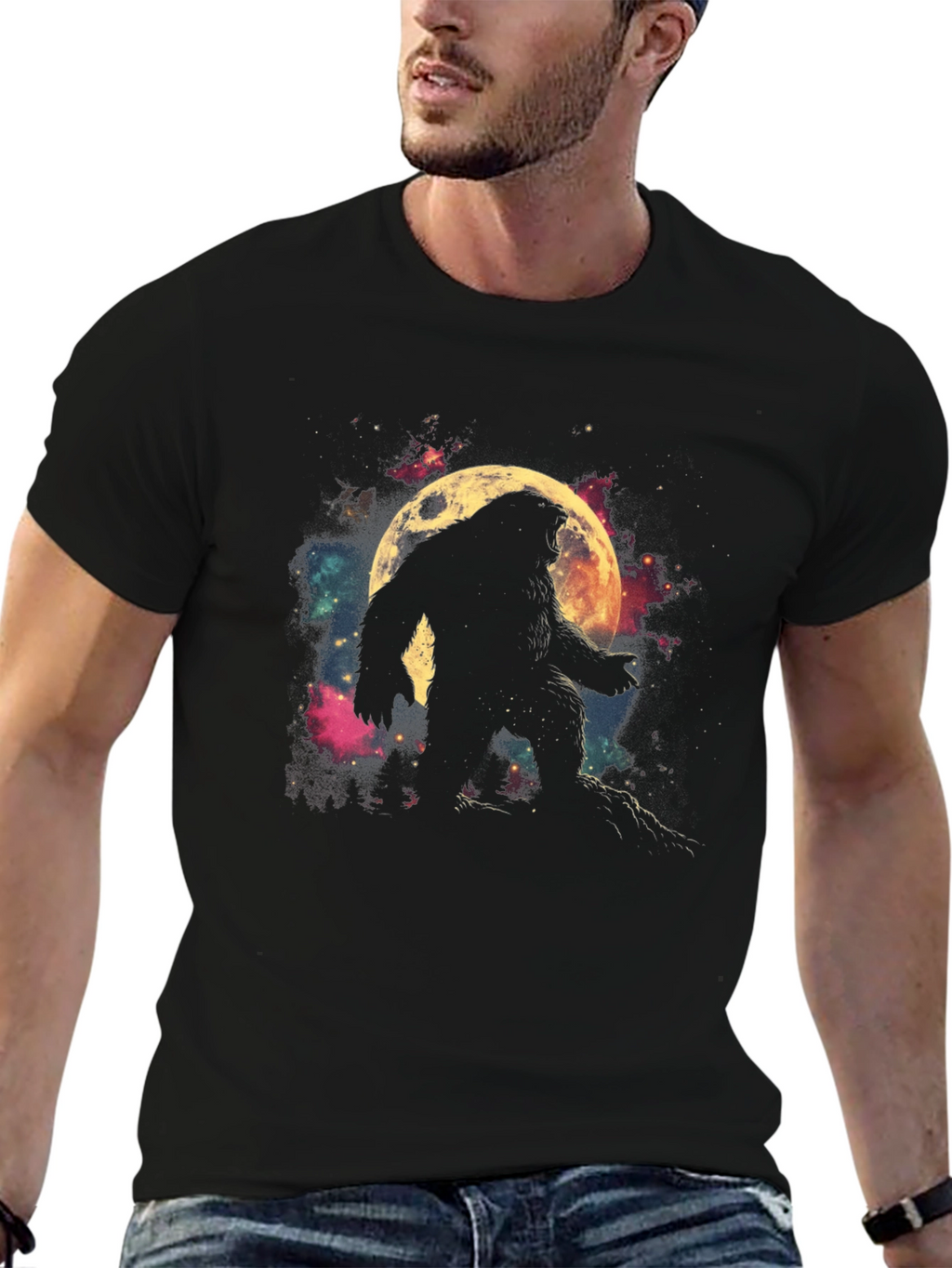 Bigfoot Moon Silhouette Graphic Tee