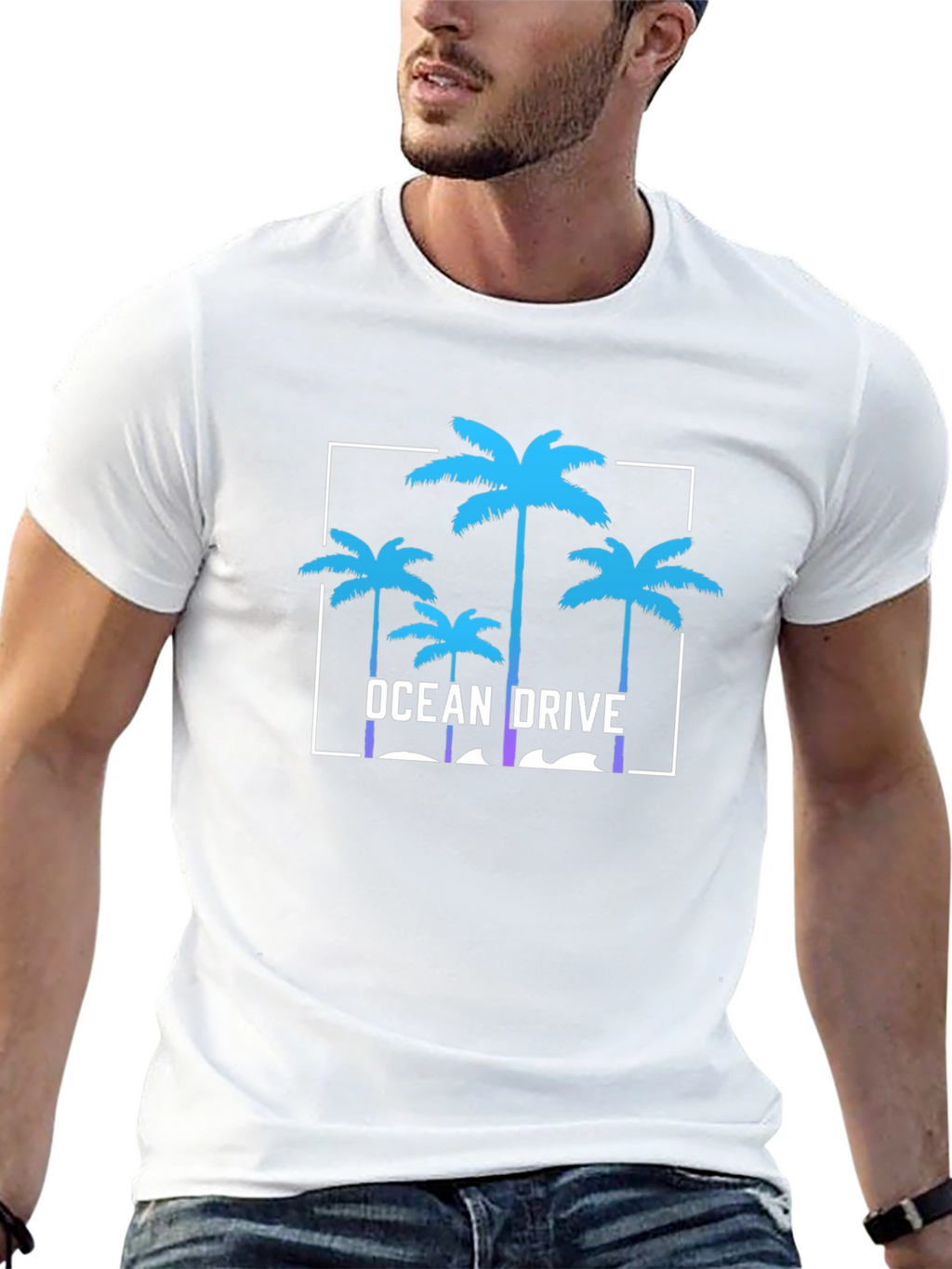Ocean Drive Graphic Tee - Tropical Palm Tree T-Shirt