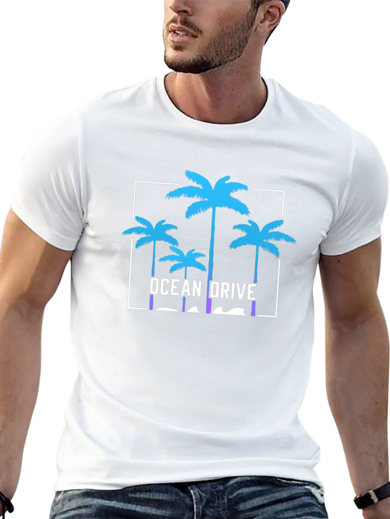 Ocean Drive Graphic Tee - Tropical Palm Tree T-Shirt