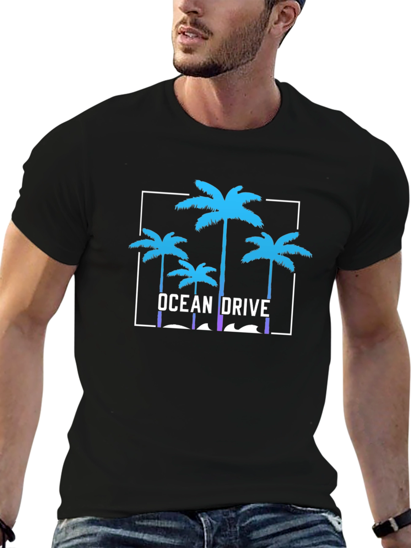 Ocean Drive Graphic Tee - Tropical Palm Tree T-Shirt
