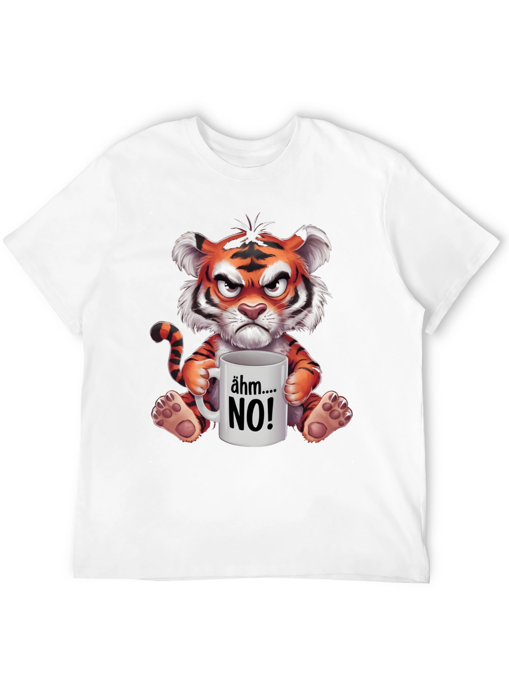 Grumpy Cartoon Tiger Graphic T-Shirt