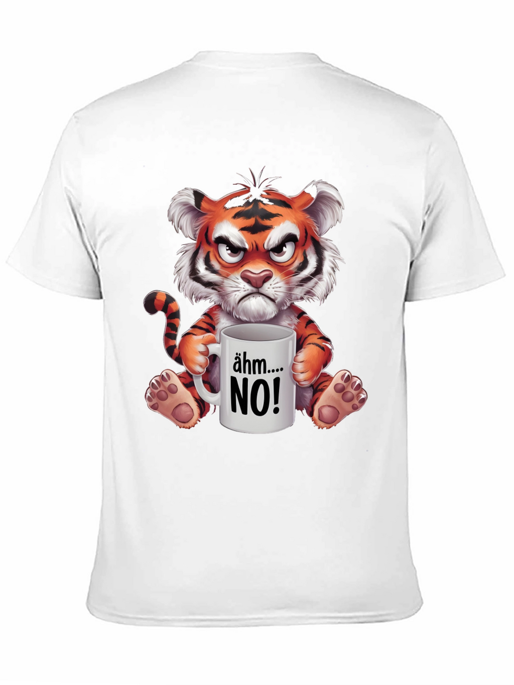 Grumpy Cartoon Tiger Graphic T-Shirt