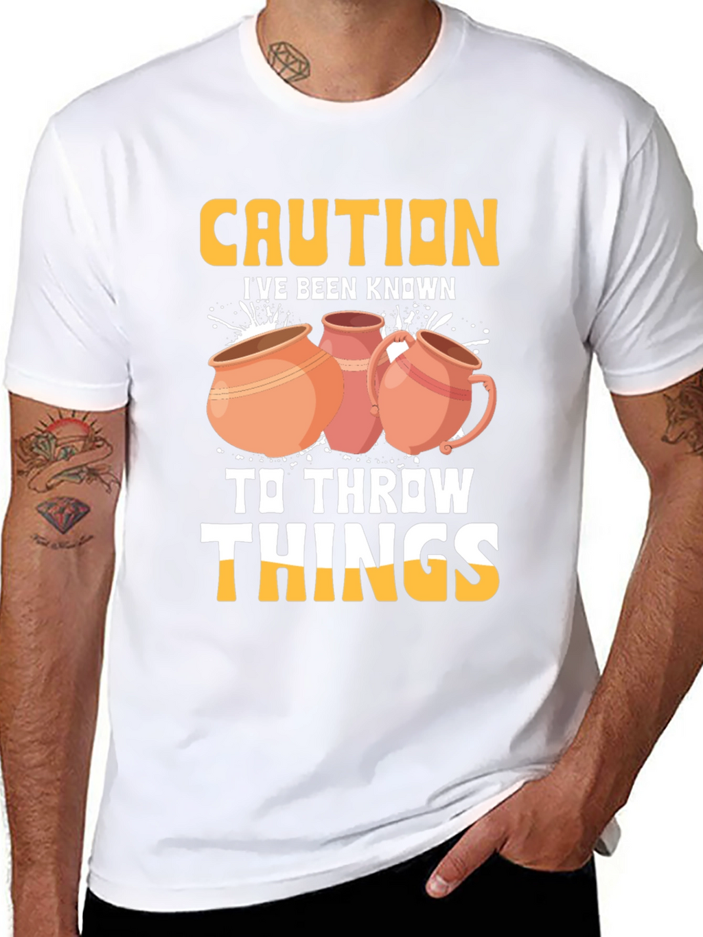 Caution I Throw Things T-Shirt Pottery Humor