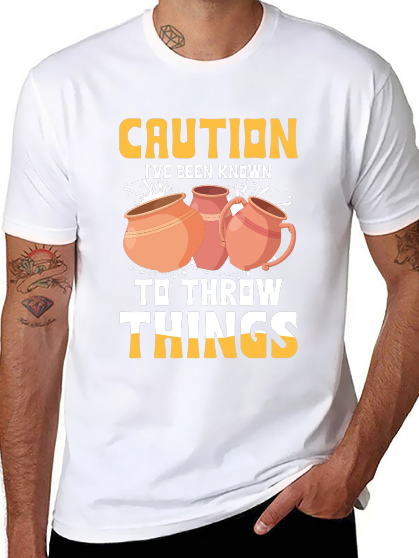 Caution I Throw Things T-Shirt Pottery Humor
