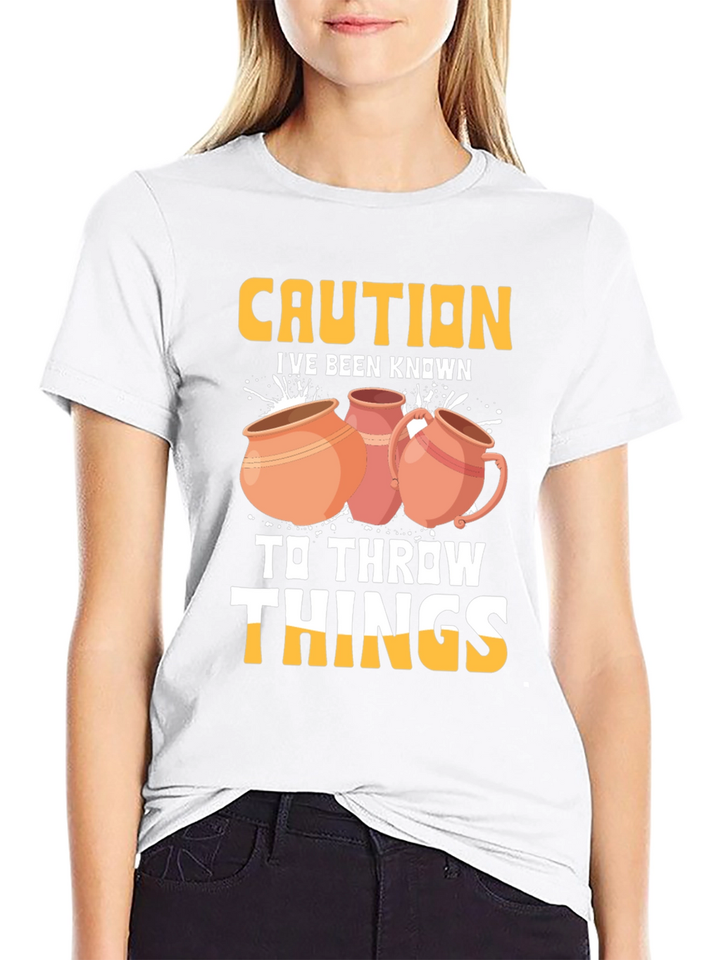 Caution I Throw Things T-Shirt Pottery Humor