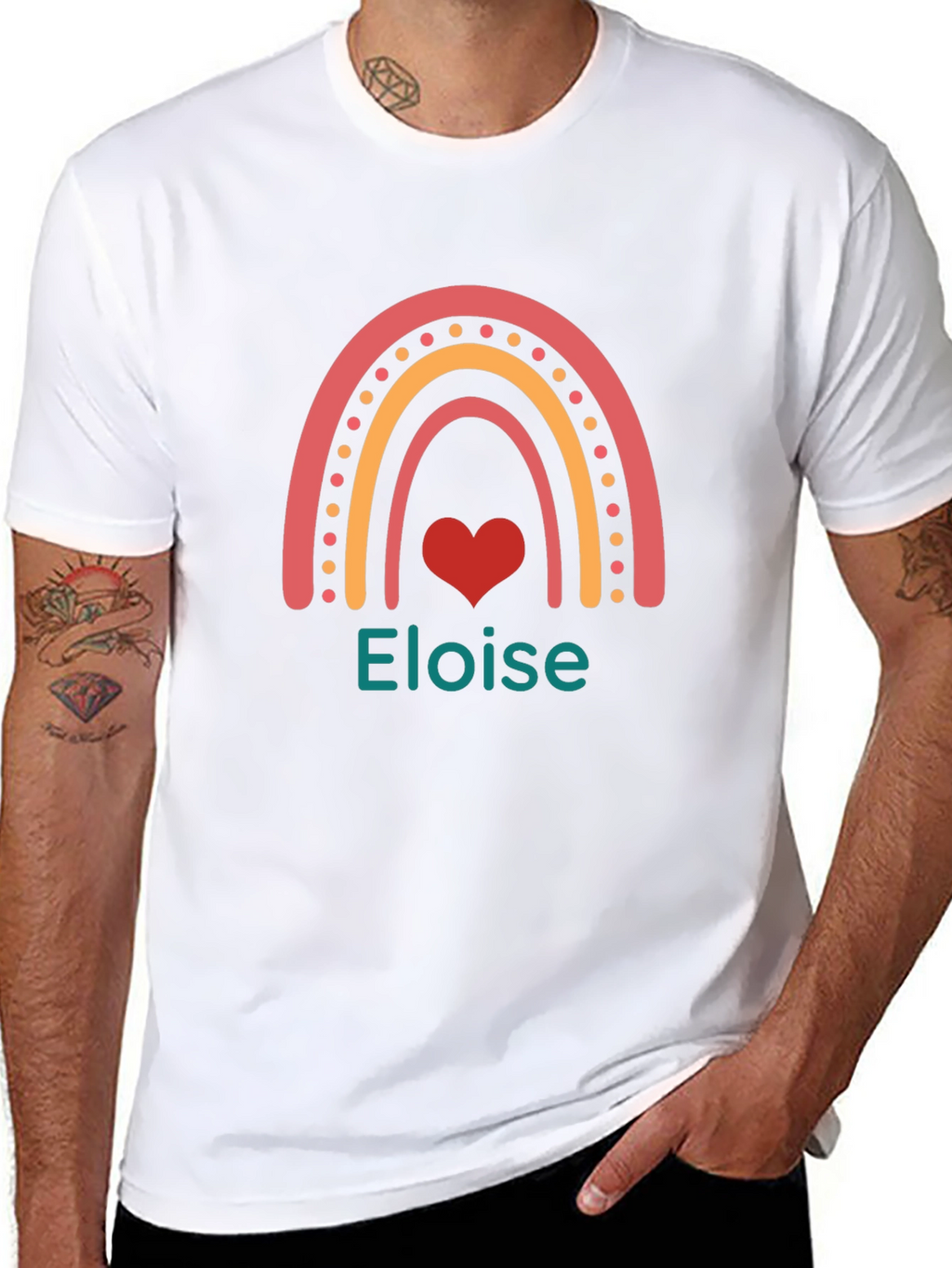 Eloise Rainbow Heart Personalized Black T-shirt