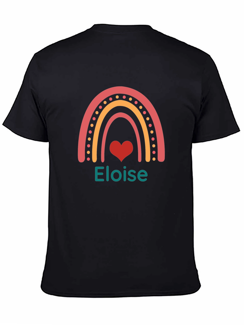 Eloise Rainbow Heart Personalized Black T-shirt