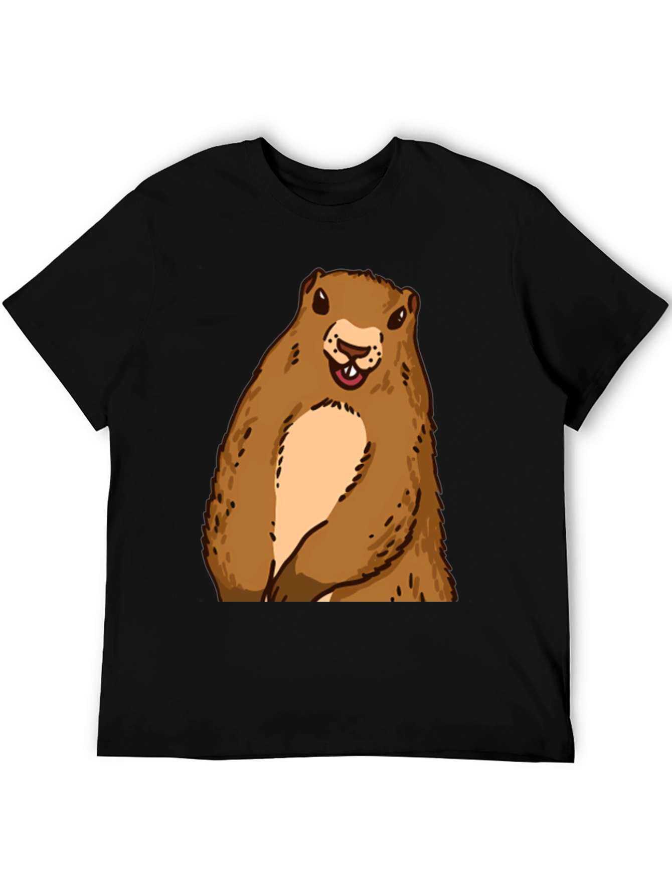 Groundhog Graphic Tee - Black Crew Neck T-Shirt