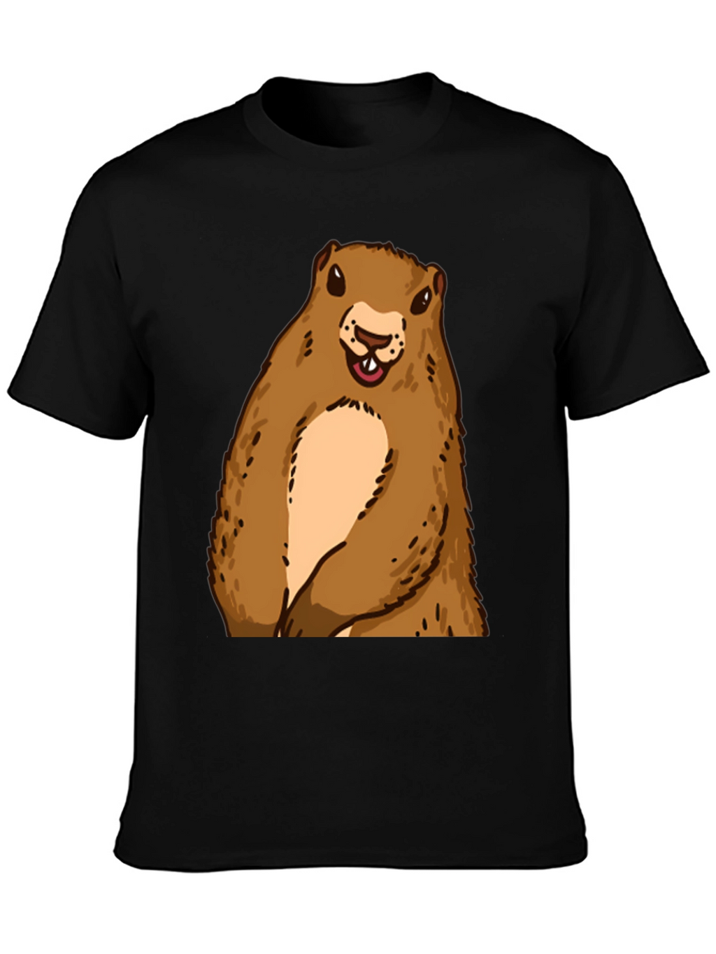 Groundhog Graphic Tee - Black Crew Neck T-Shirt