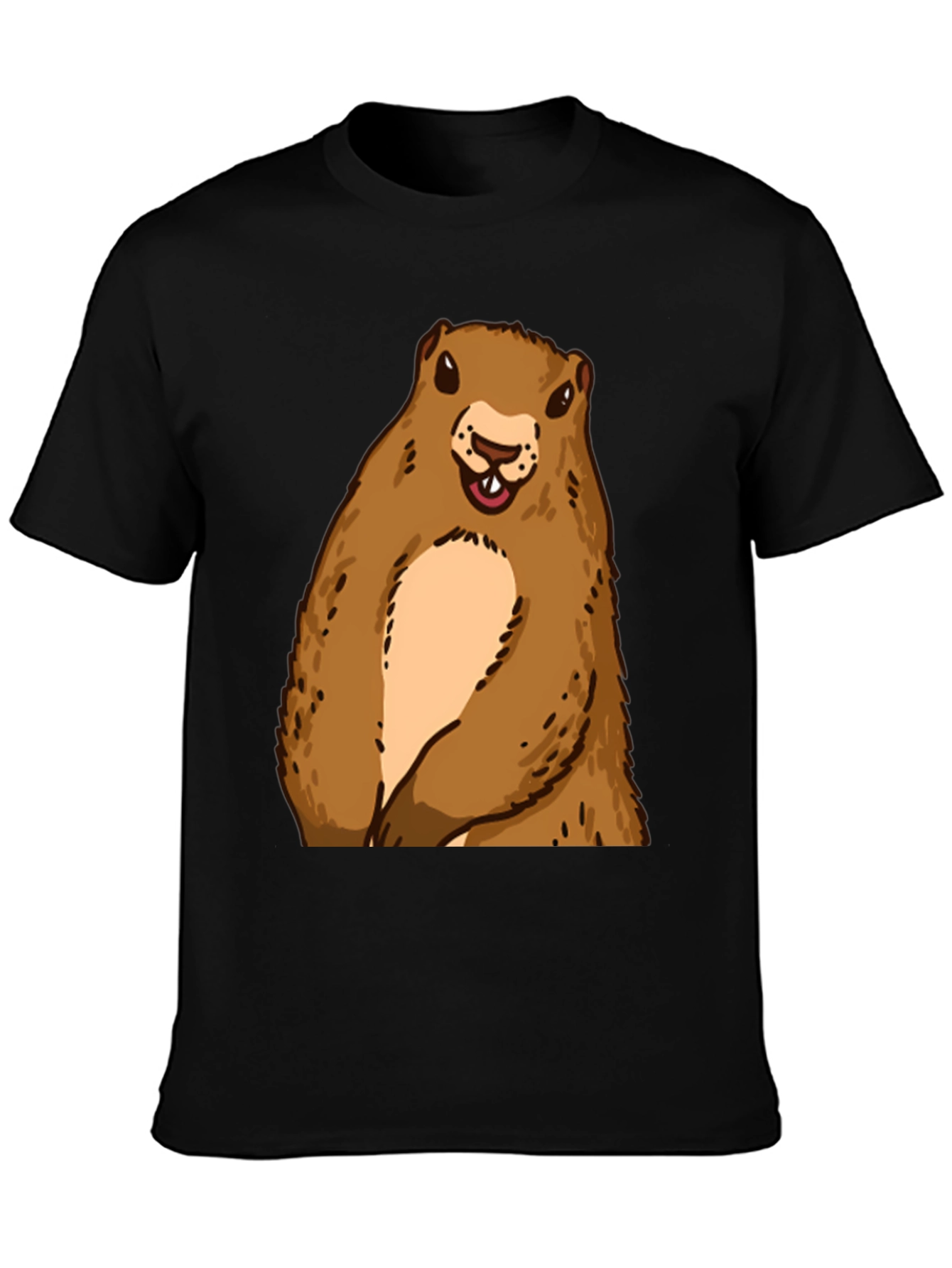 Groundhog Graphic Tee - Black Crew Neck T-Shirt
