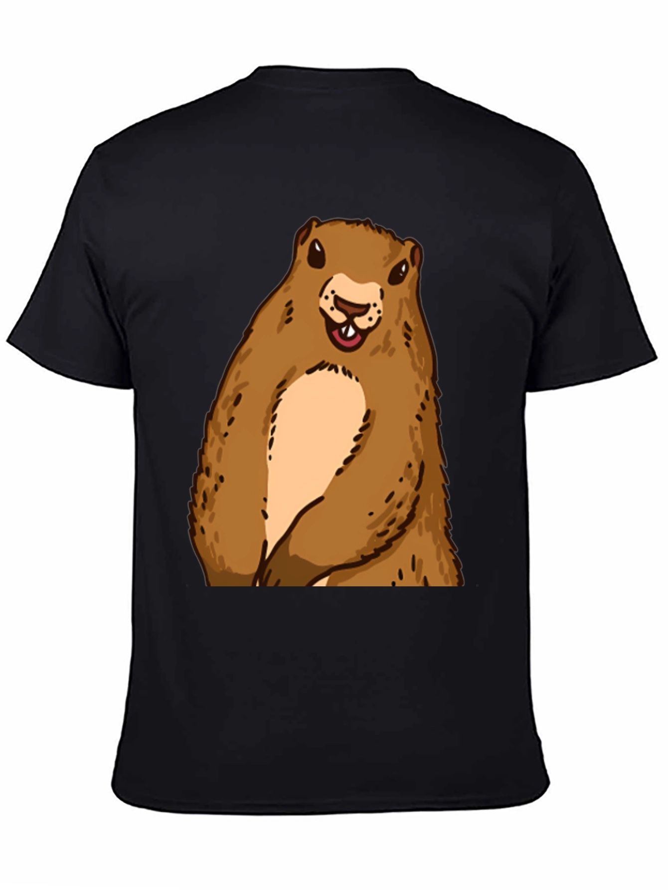 Groundhog Graphic Tee - Black Crew Neck T-Shirt