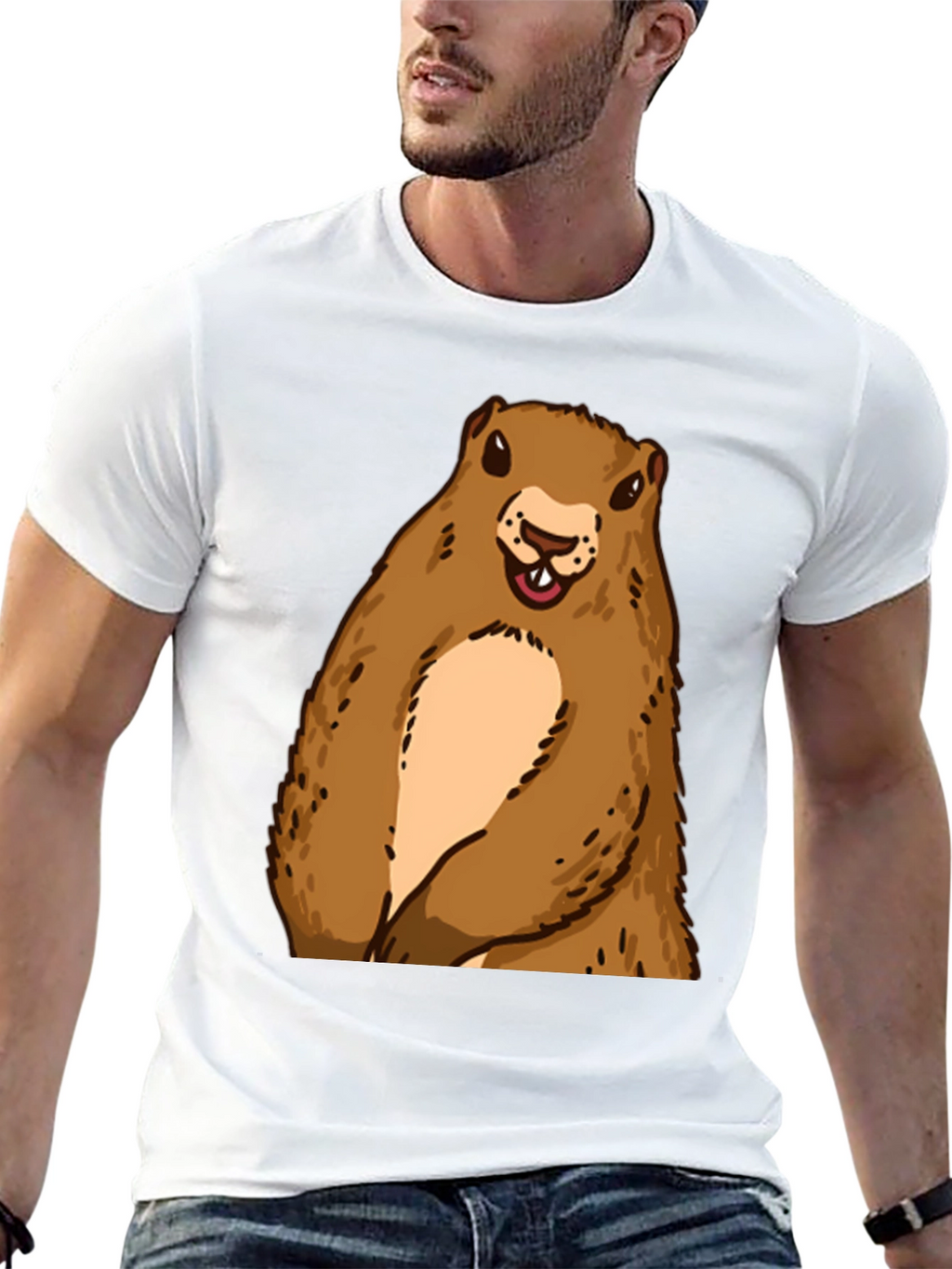 Groundhog Graphic Tee - Black Crew Neck T-Shirt
