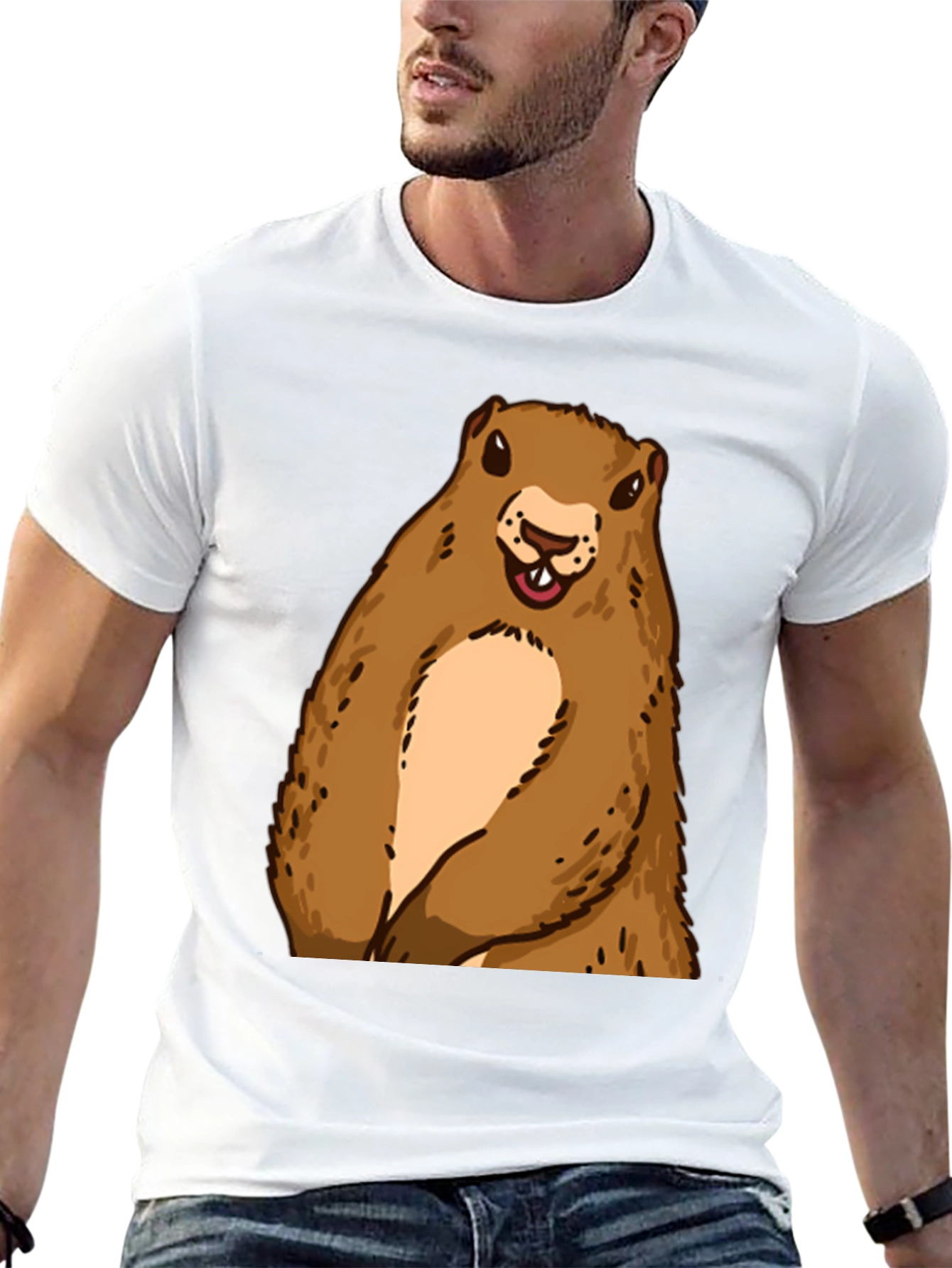 Groundhog Graphic Tee - Black Crew Neck T-Shirt