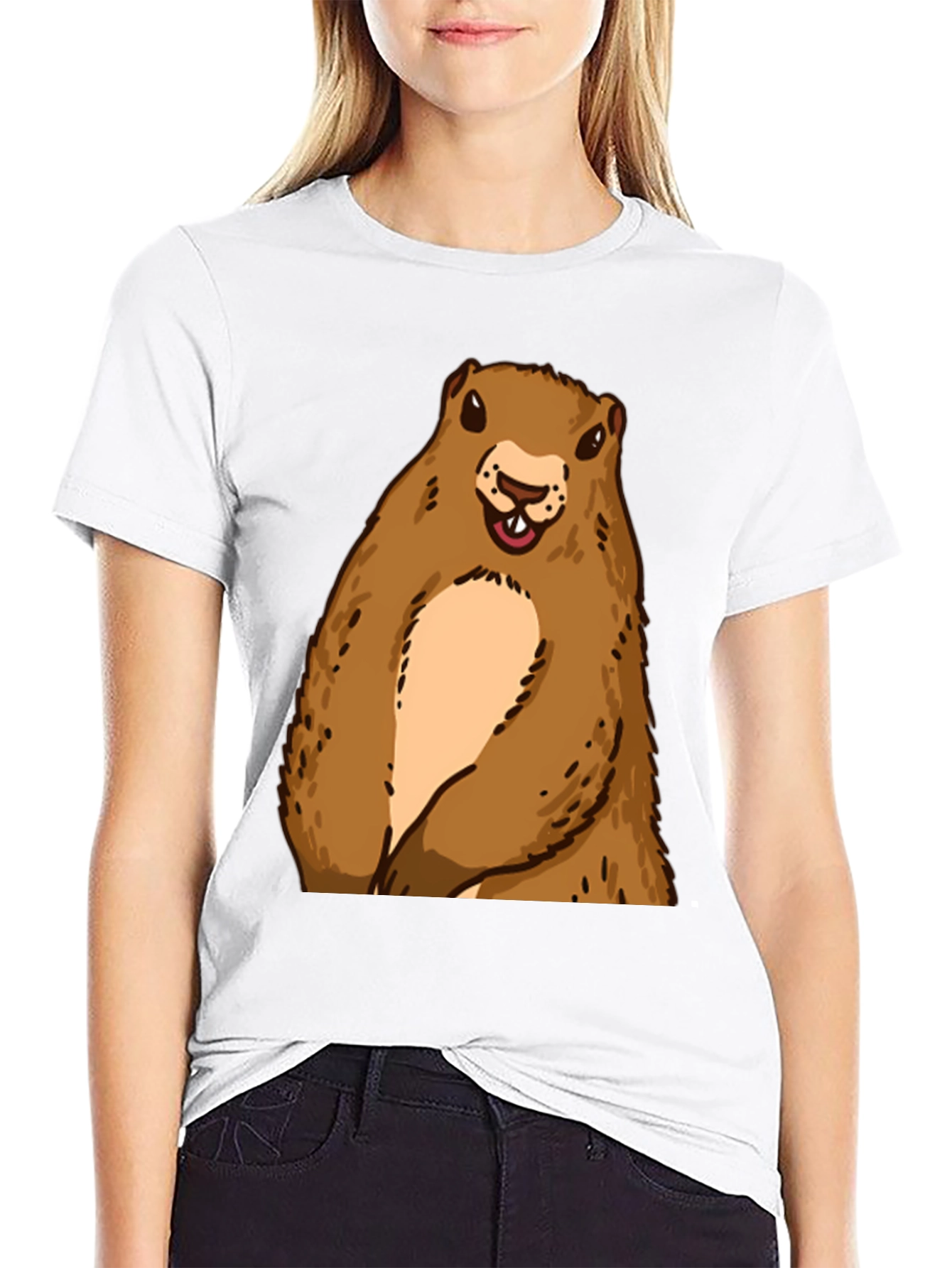 Groundhog Graphic Tee - Black Crew Neck T-Shirt